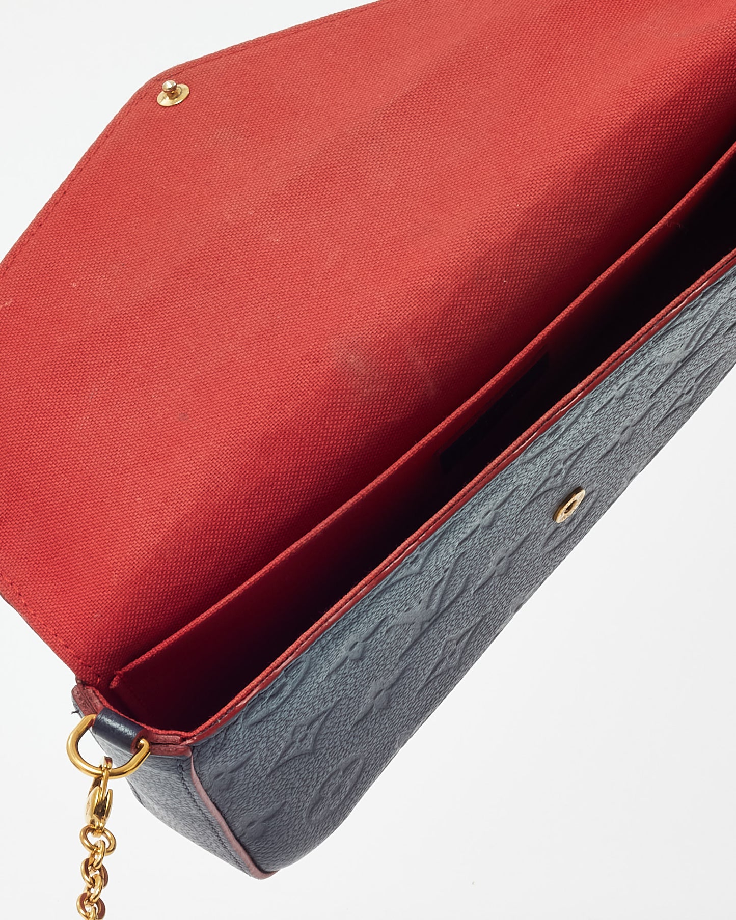 Louis Vuitton Navy Monogram Empreinte Leather with Red Trim Felicie Pochette Crossbody Bag