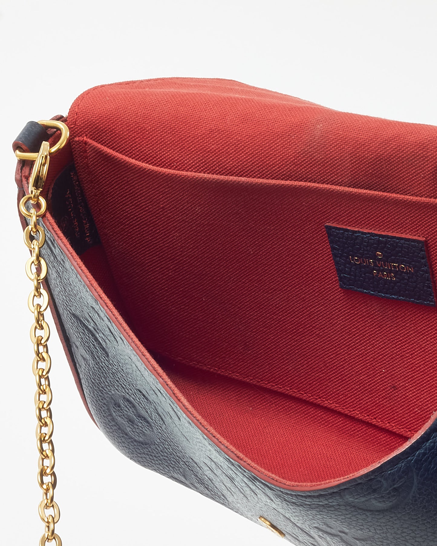 Louis Vuitton Navy Monogram Empreinte Leather with Red Trim Felicie Pochette Crossbody Bag