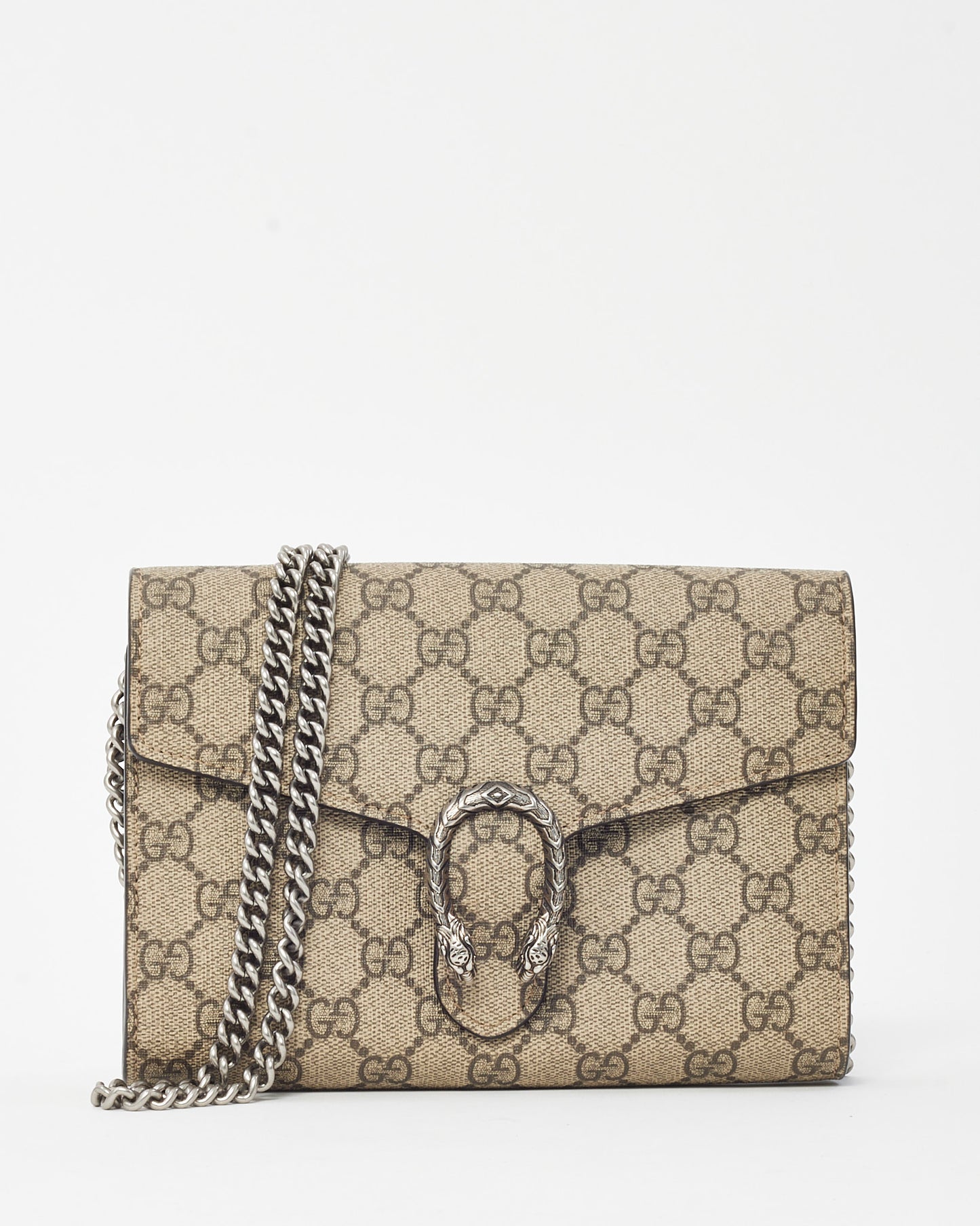 Gucci Beige & Ebony Monogram GG Supreme Canvas Dionysus WOC Crossbody Bag