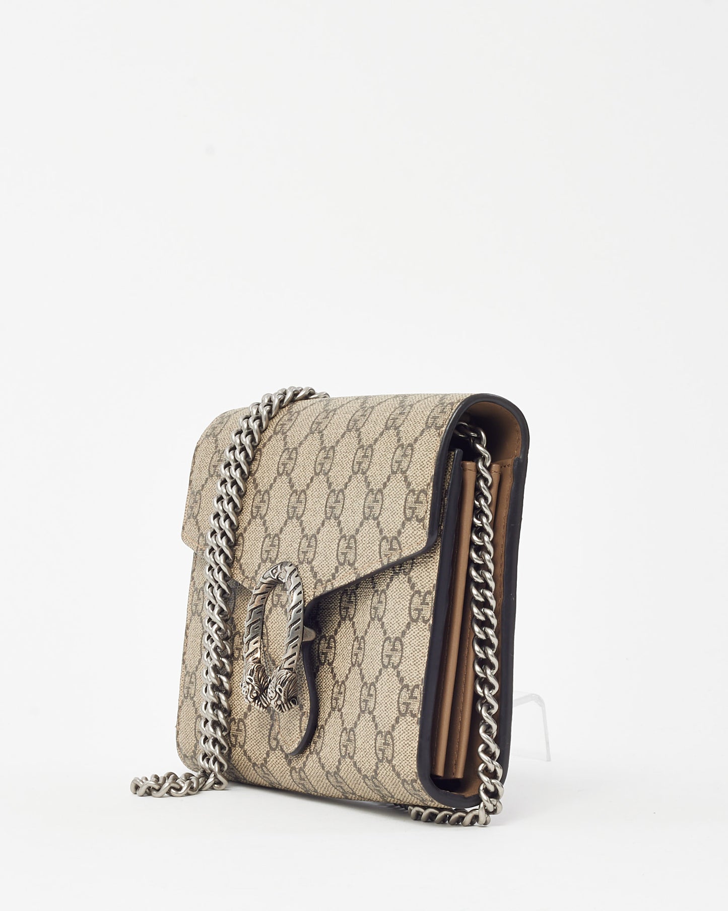 Gucci Beige & Ebony Monogram GG Supreme Canvas Dionysus WOC Crossbody Bag