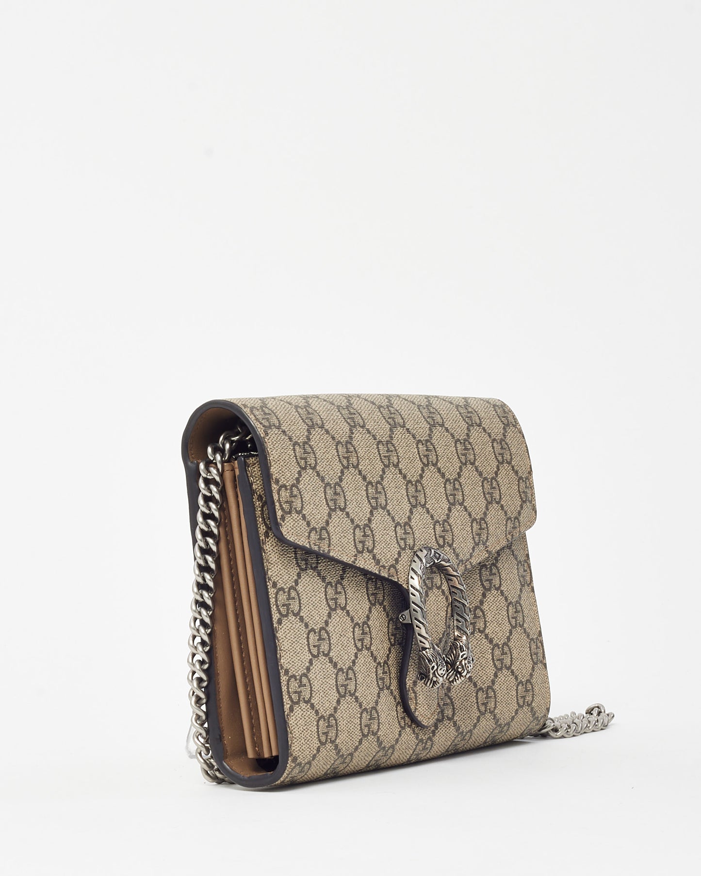 Gucci Beige & Ebony Monogram GG Supreme Canvas Dionysus WOC Crossbody Bag