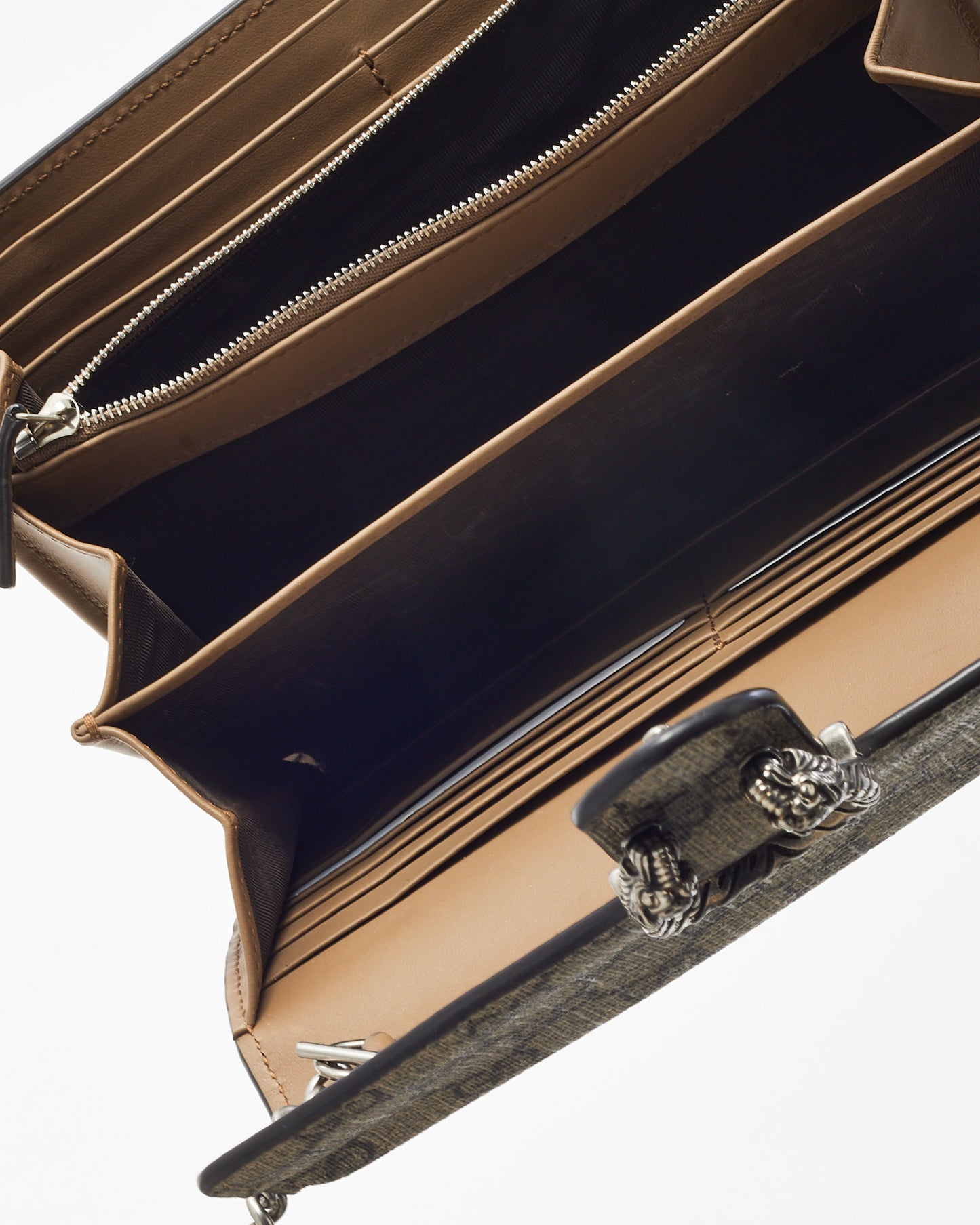 Gucci Beige & Ebony Monogram GG Supreme Canvas Dionysus WOC Crossbody Bag