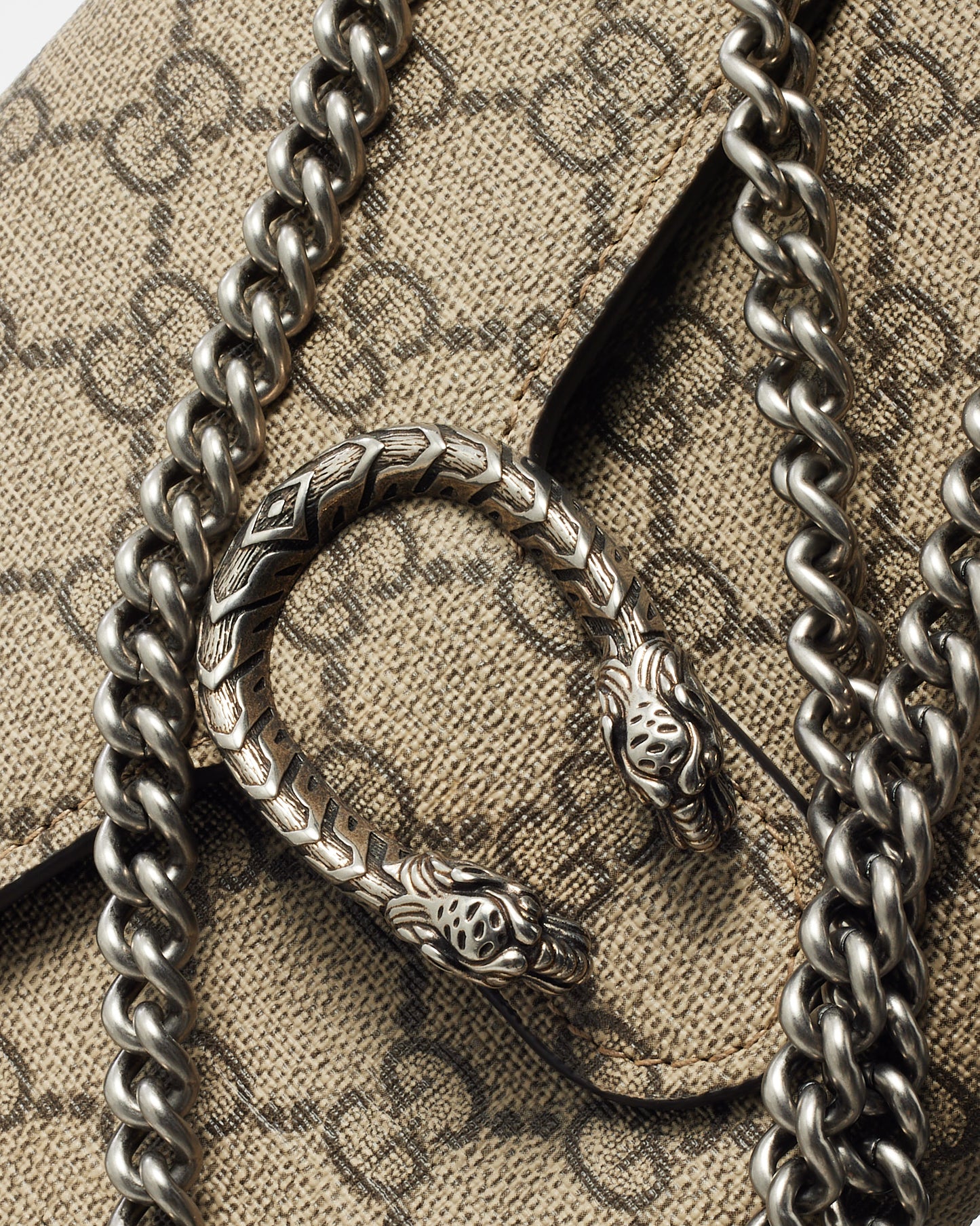 Gucci Beige & Ebony Monogram GG Supreme Canvas Dionysus WOC Crossbody Bag