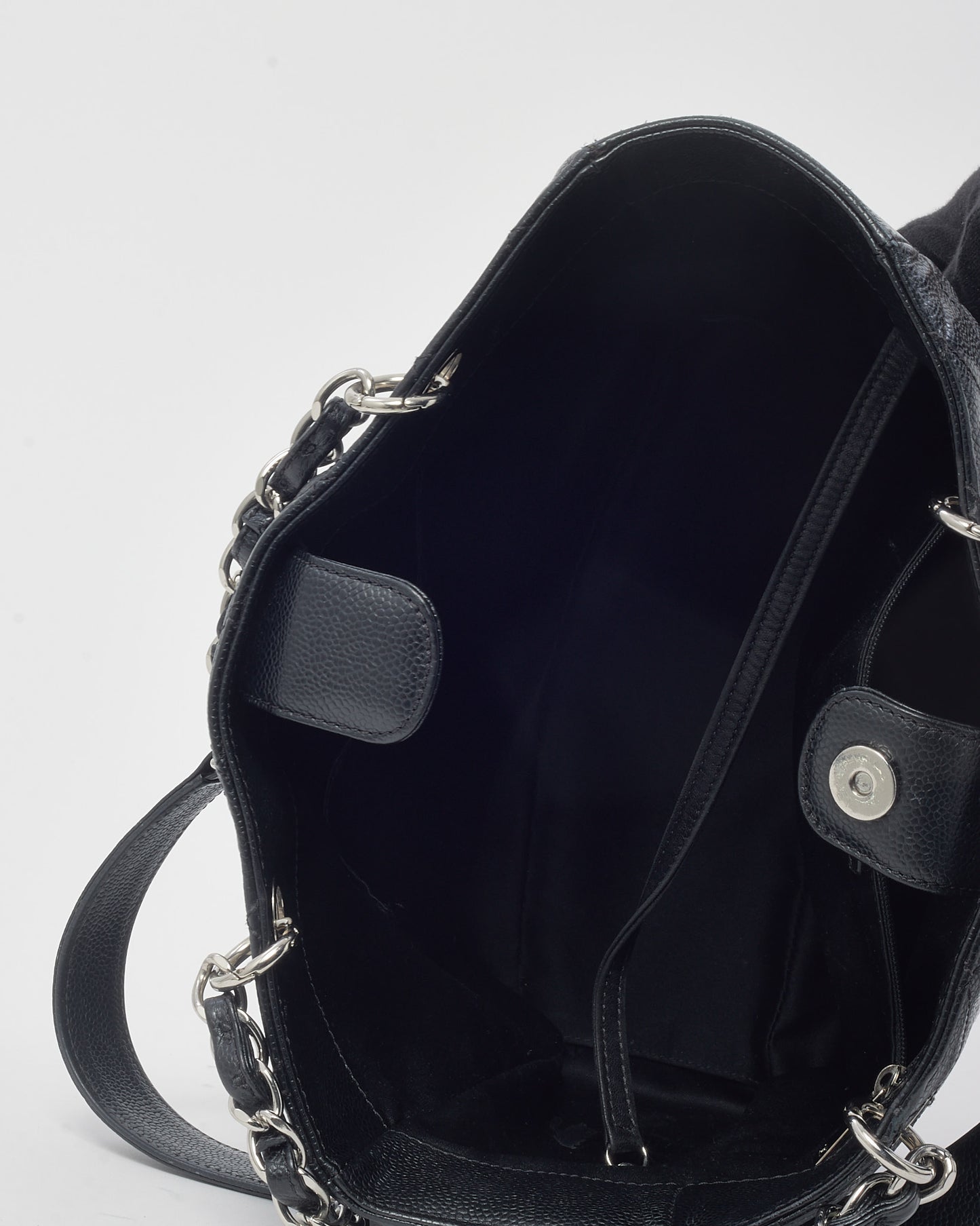 Chanel Black Caviar Quilted Leather Vertical GST Shopping Tote SHW