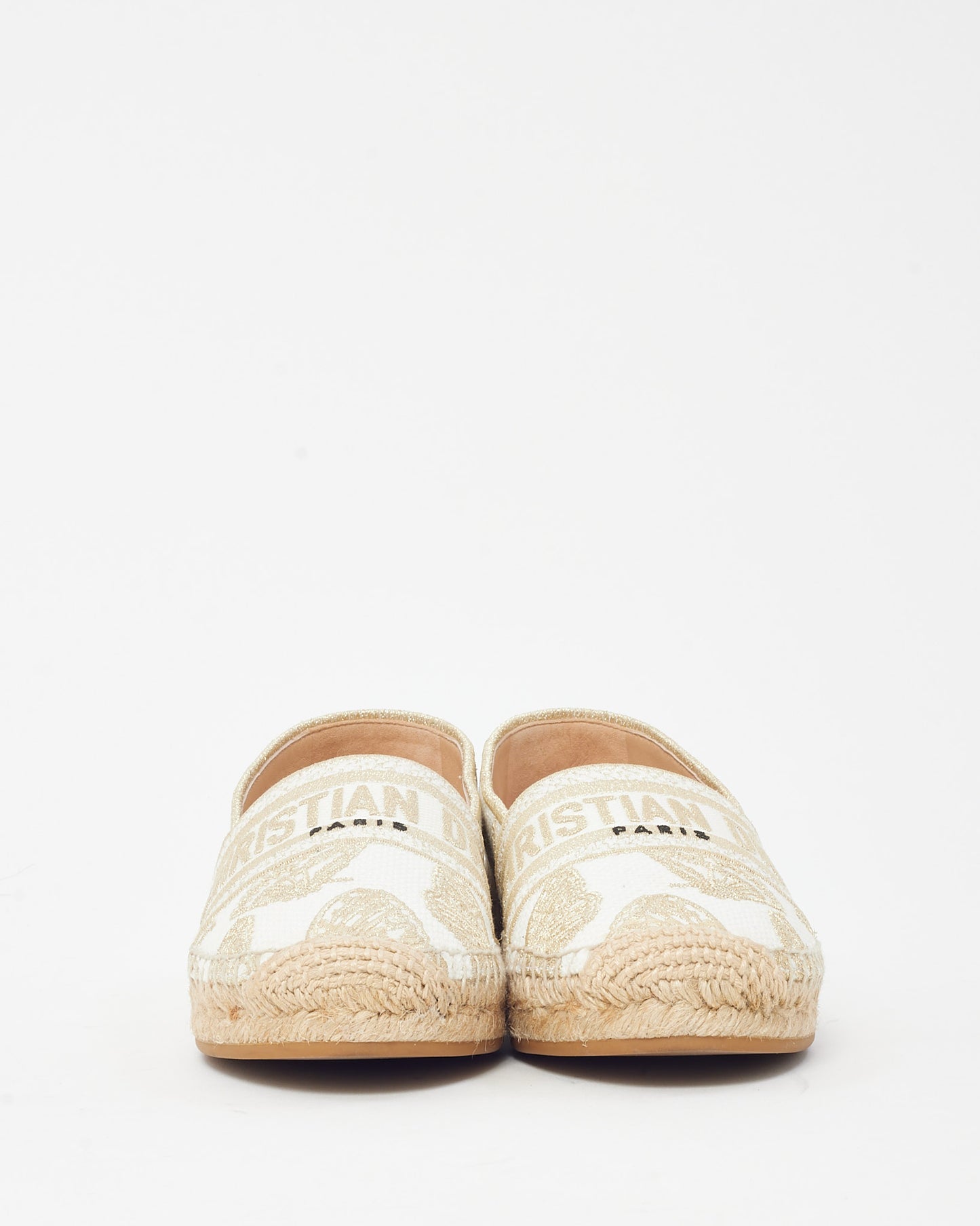 Dior Gold and White Dior Embroidered Butterfly Granville Espadrilles - 35.5