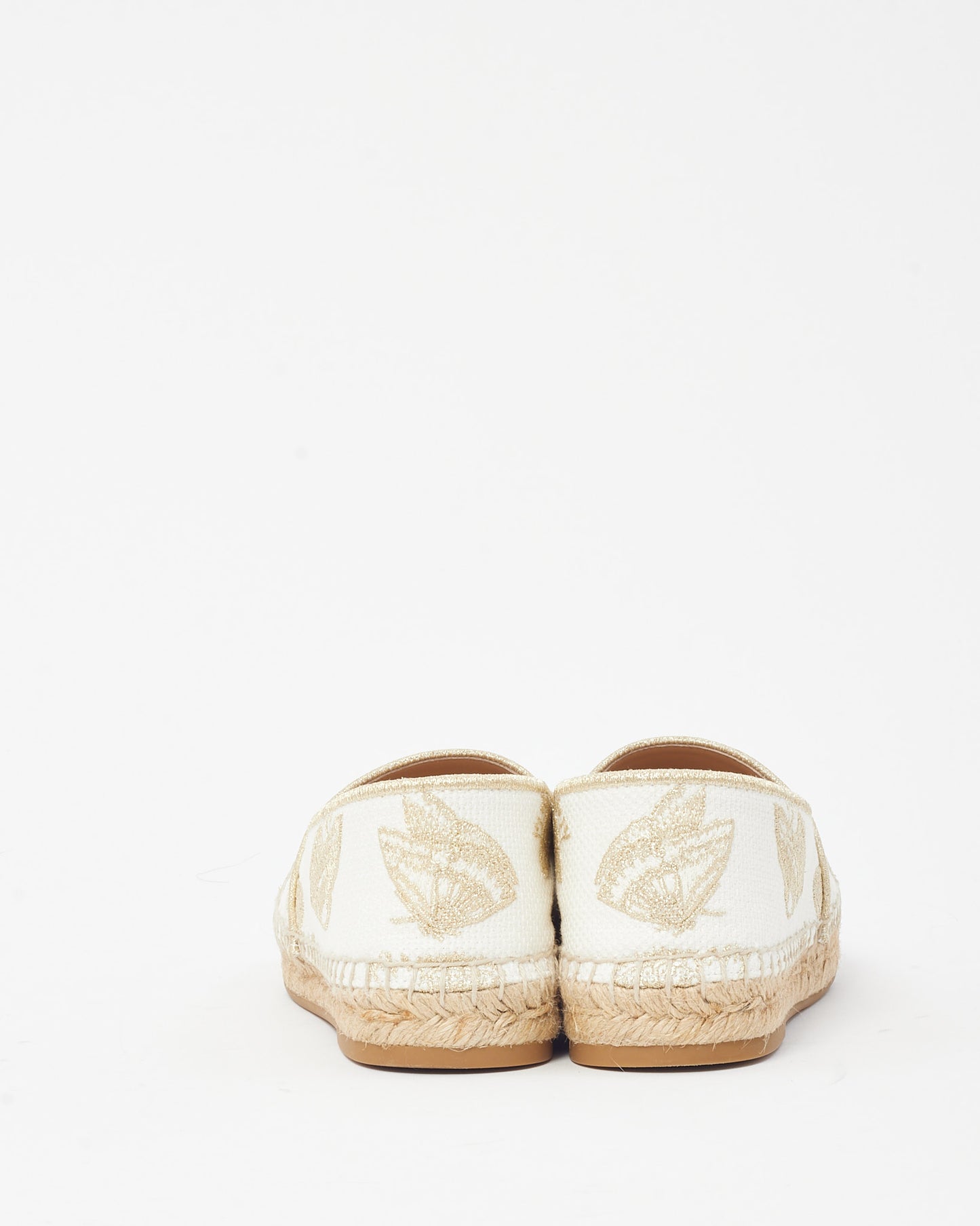 Dior Gold and White Dior Embroidered Butterfly Granville Espadrilles - 35.5
