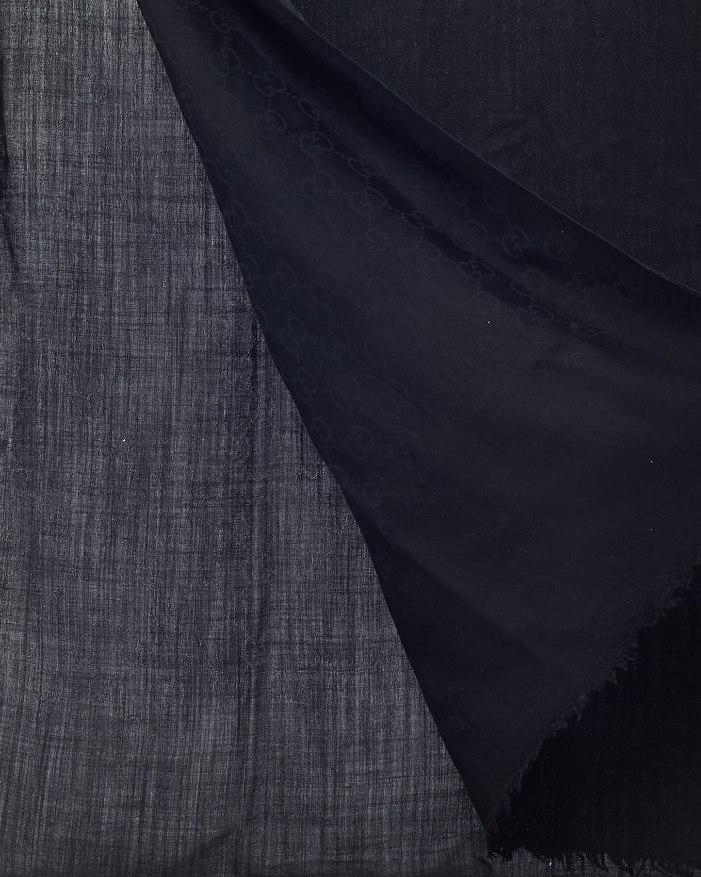 Gucci Black GG Monogram Jacquard Wool and Silk Blend Scarf