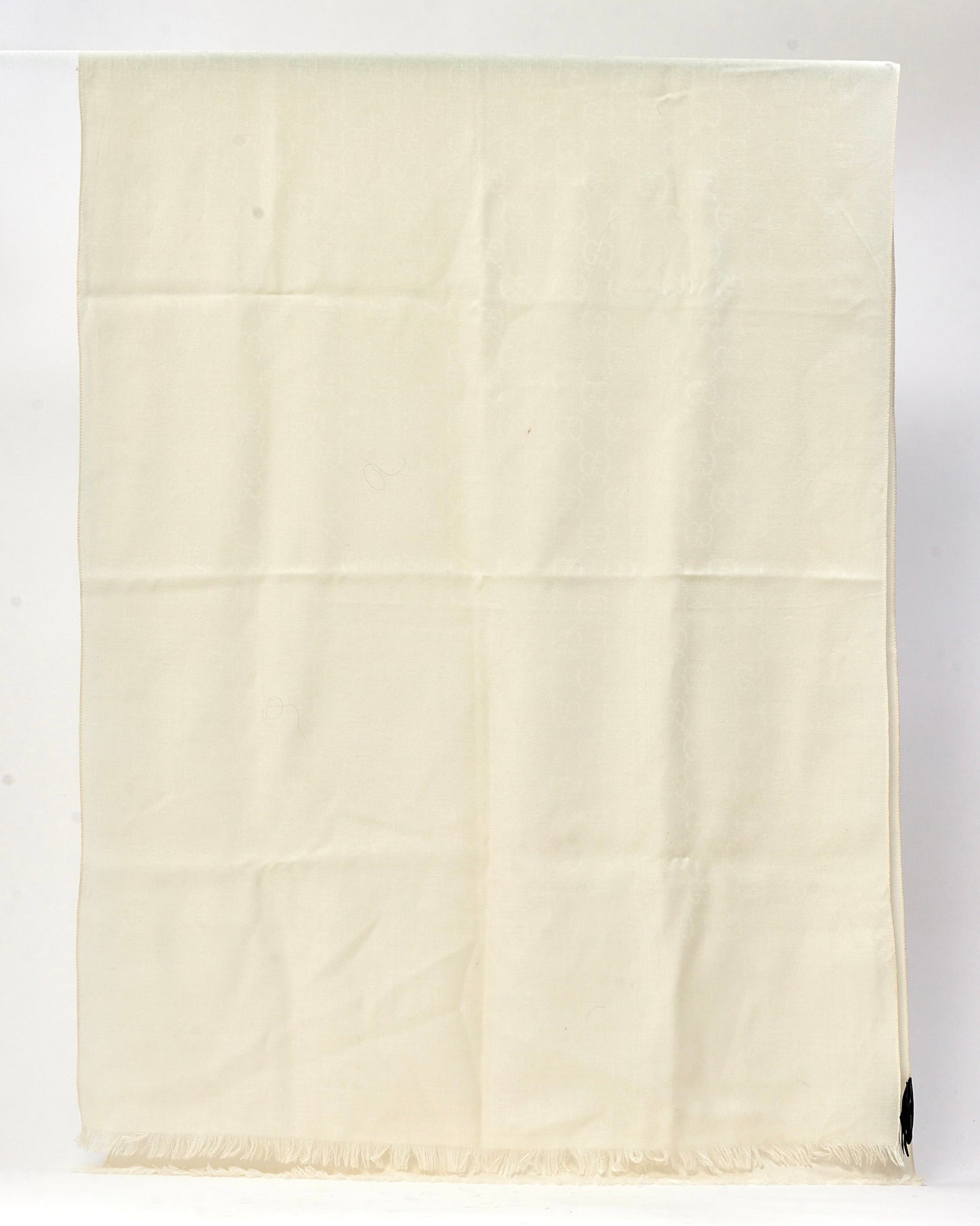 Gucci White GG Monogram Jacquard Wool and Silk Blend Scarf