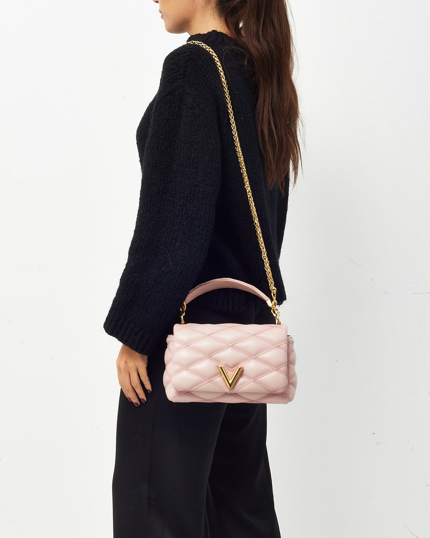 Louis Vuitton Rosabella Pink Lambskin Leather GO-14 MM Chain Shoulder Bag