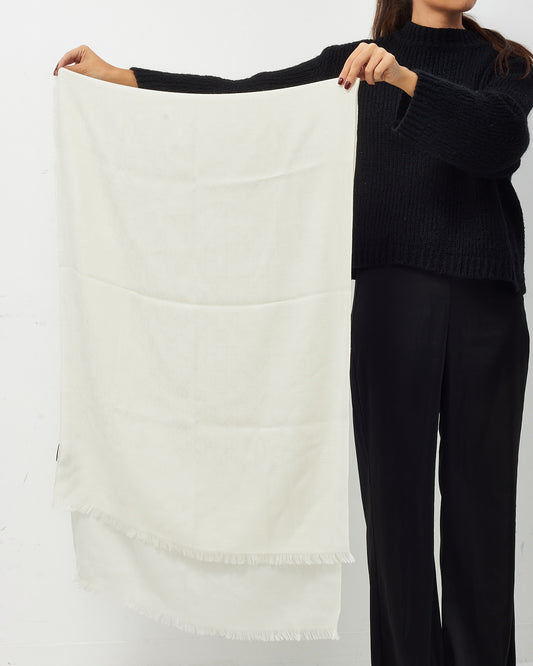 Gucci White GG Monogram Jacquard Wool and Silk Blend Scarf