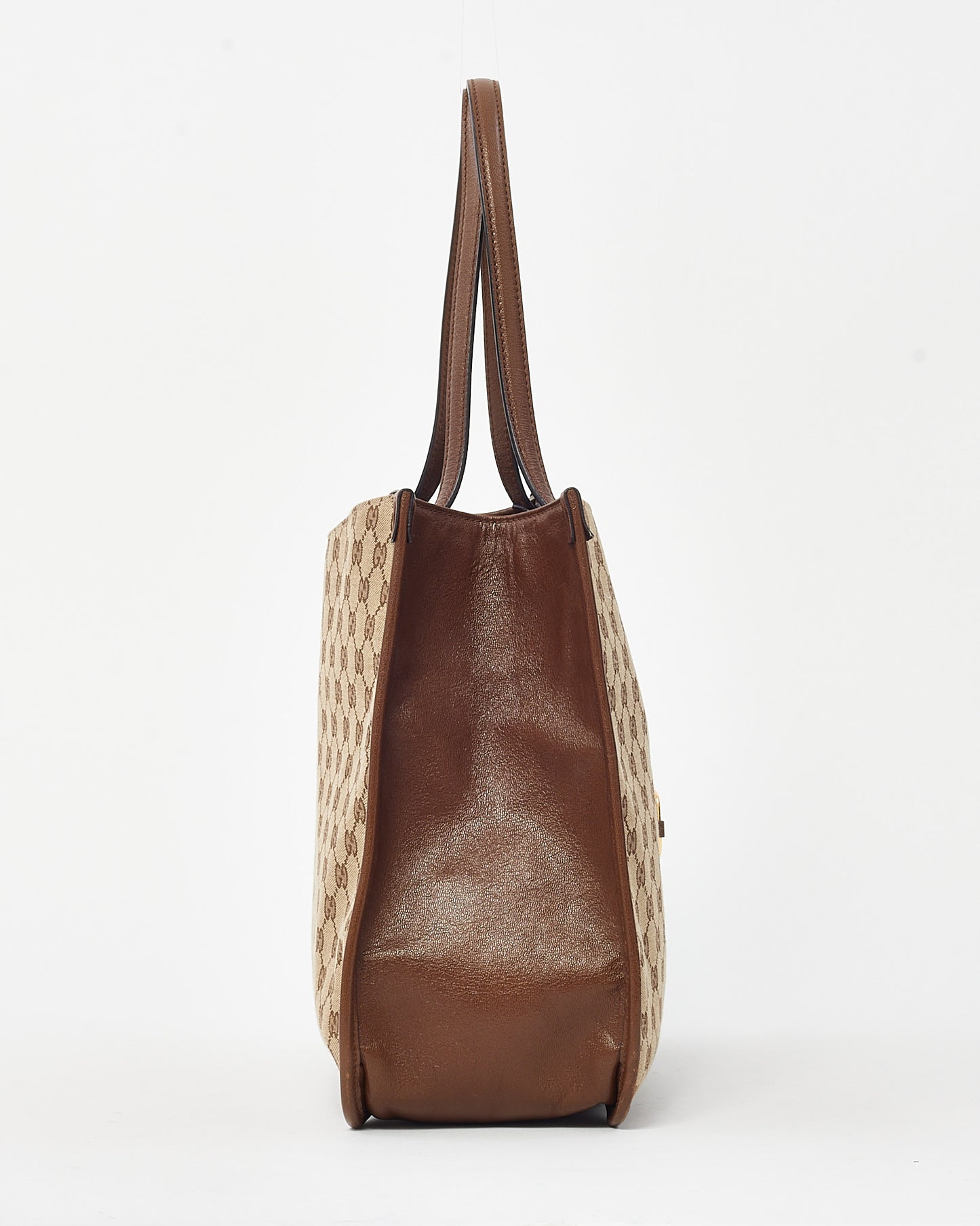 Gucci Beige and Brown GG Monogram Canvas Horsebit 1955 Tote Bag