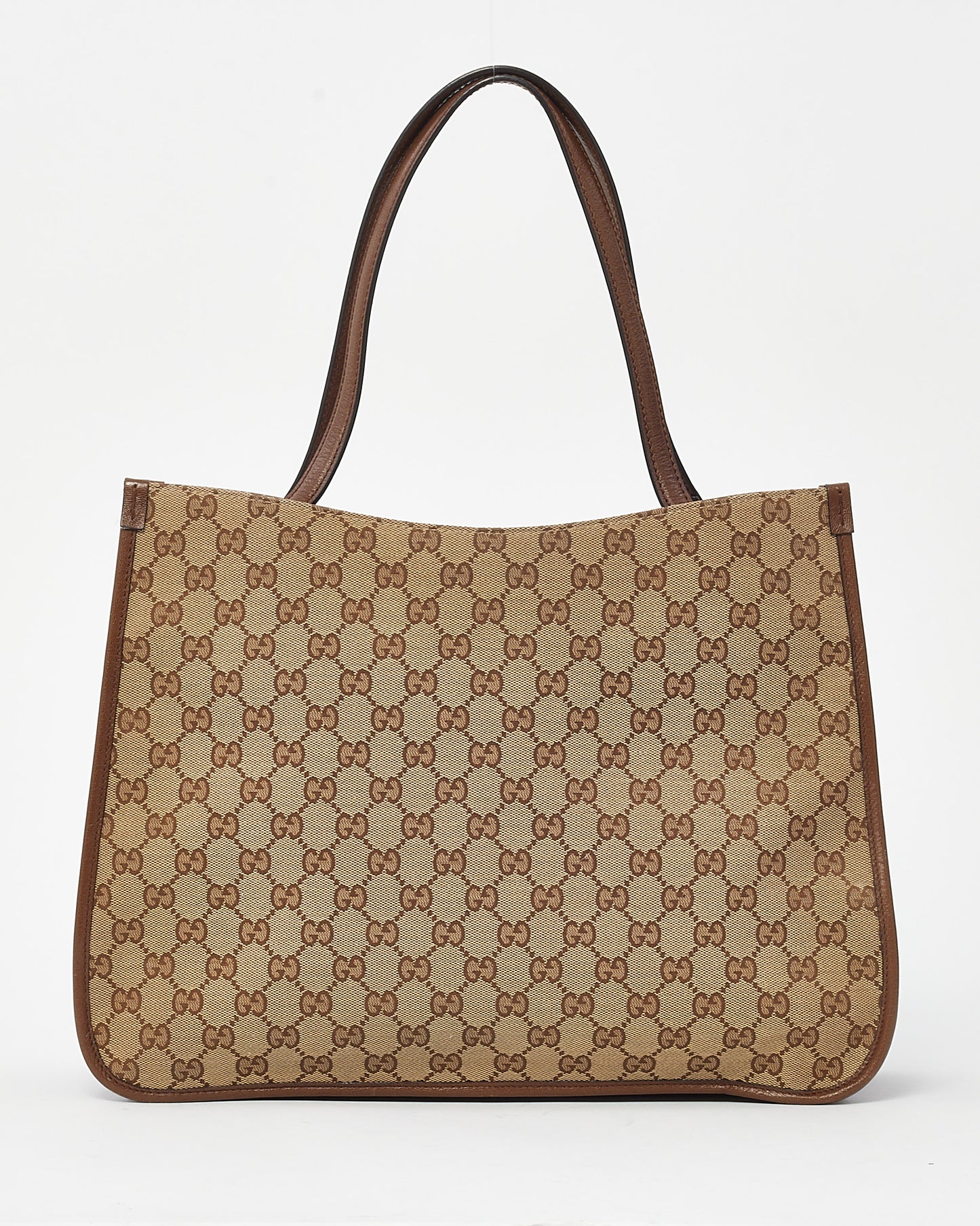 Gucci Beige and Brown GG Monogram Canvas Horsebit 1955 Tote Bag