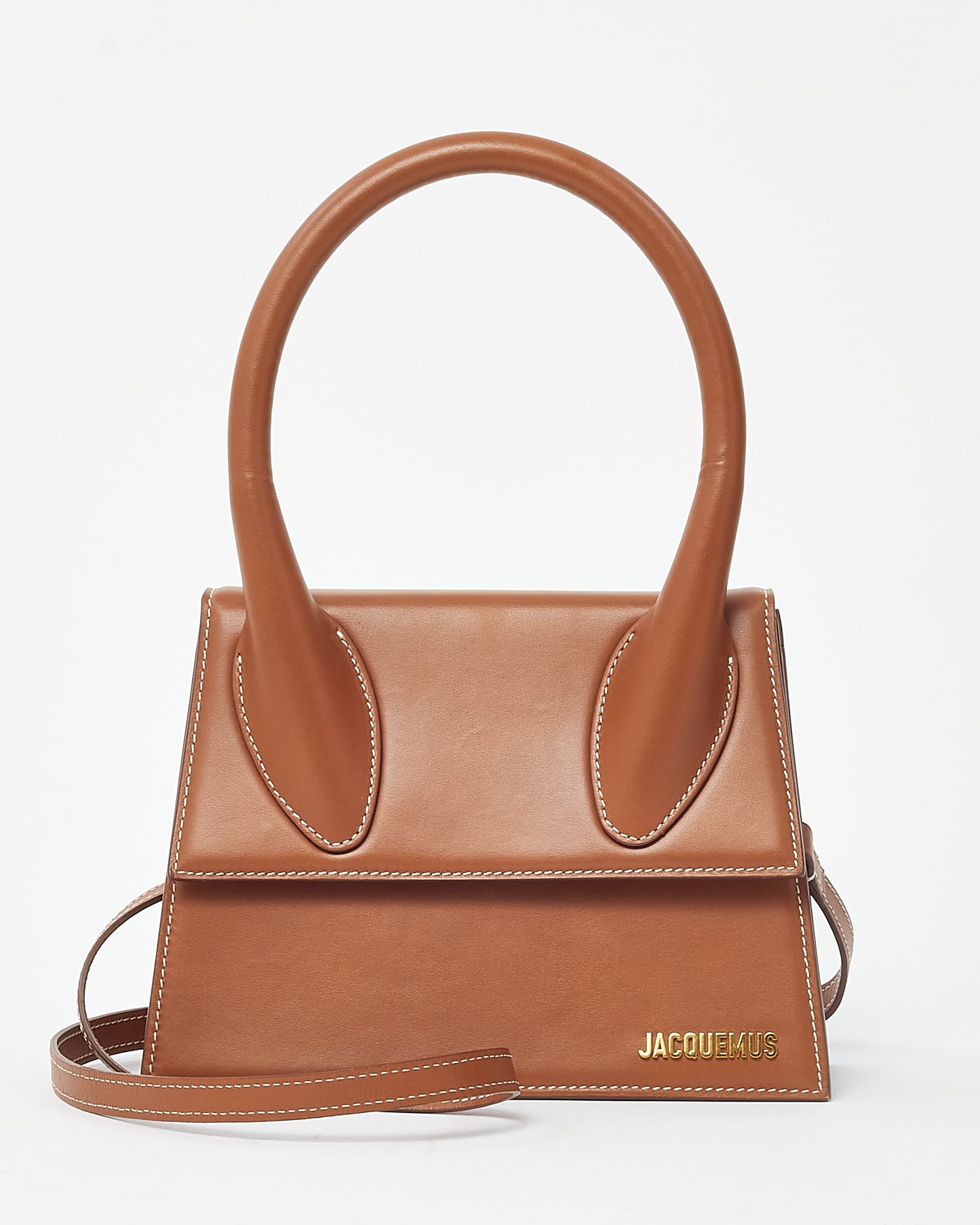 Jacquemus Brown Tan Leather "Le Grand Chiquito" Bag w/ Strap