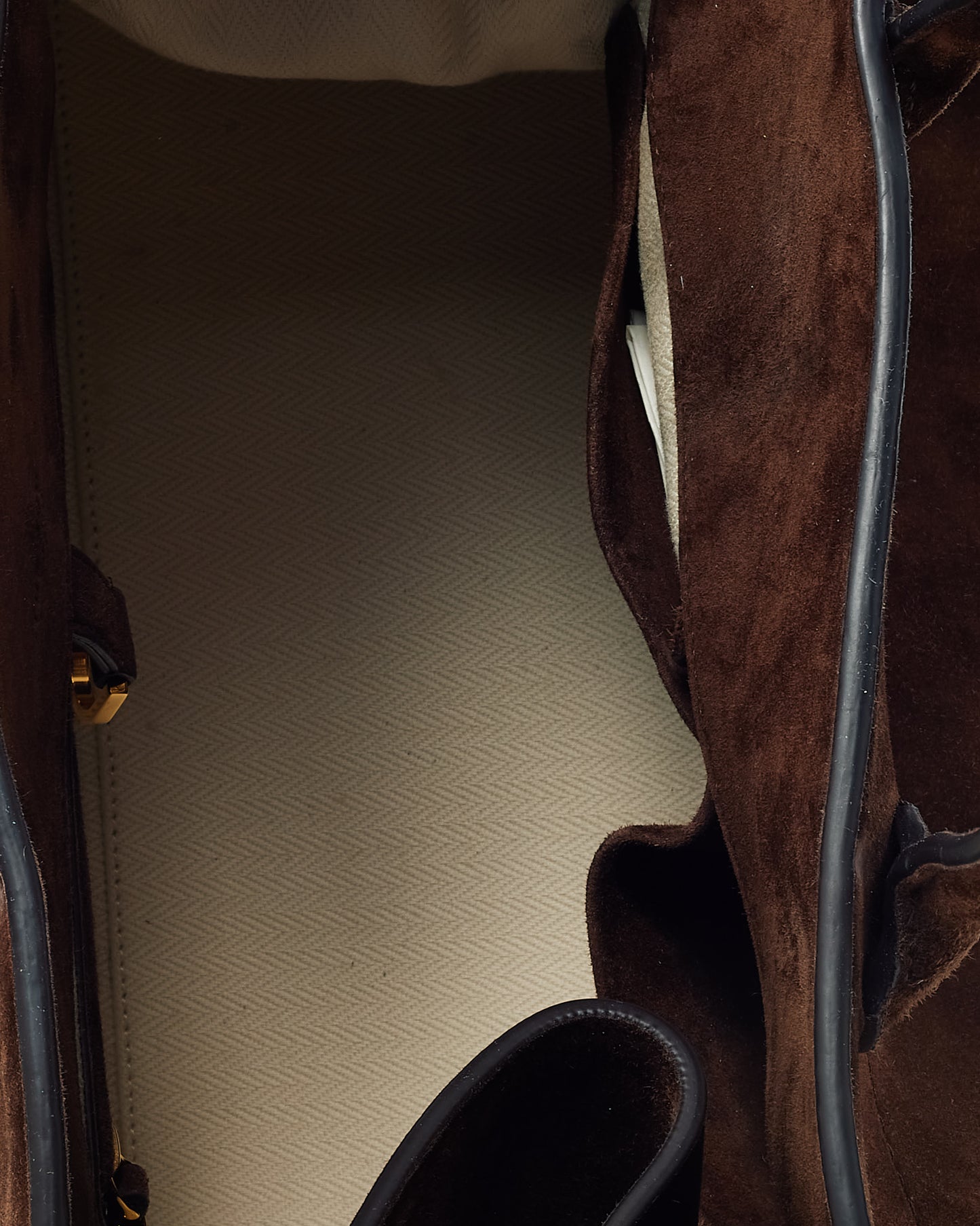 The Row Brown Suede Soft Margaux 15 Bag