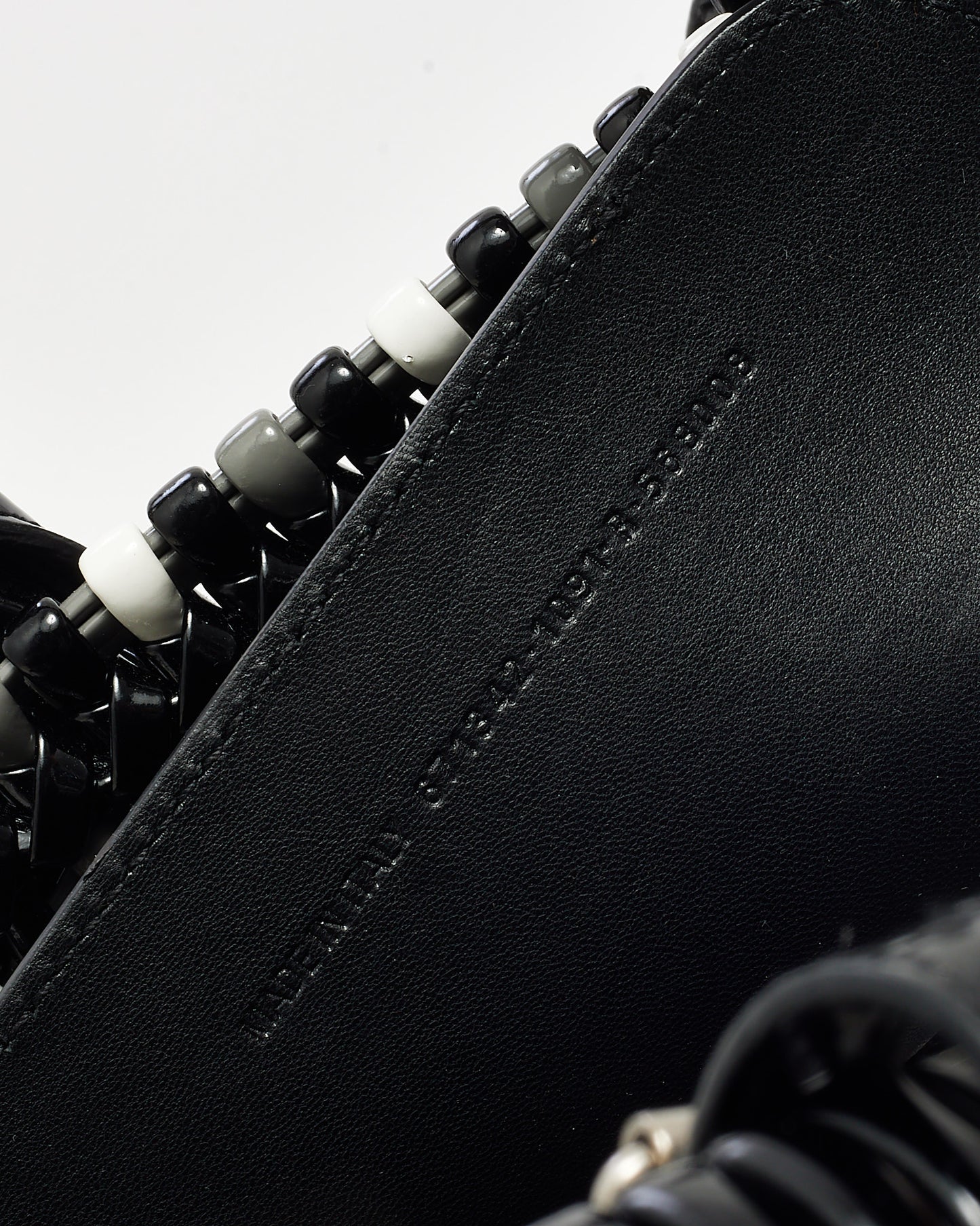 Balenciaga Black/White/Grey Patent Leather Woven Bistro XS Basket Bag with Strap