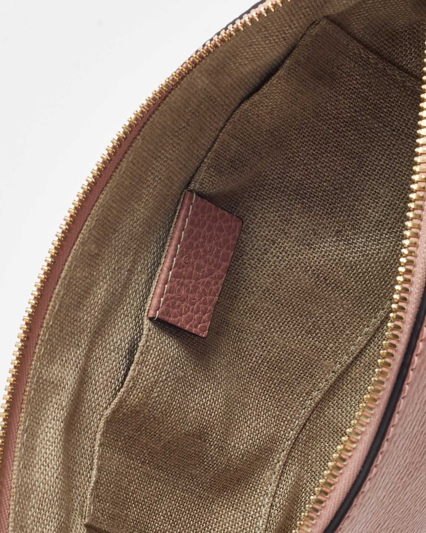 Gucci Pink Pebbled Leather Bamboo Tassel Zip Pouch Clutch