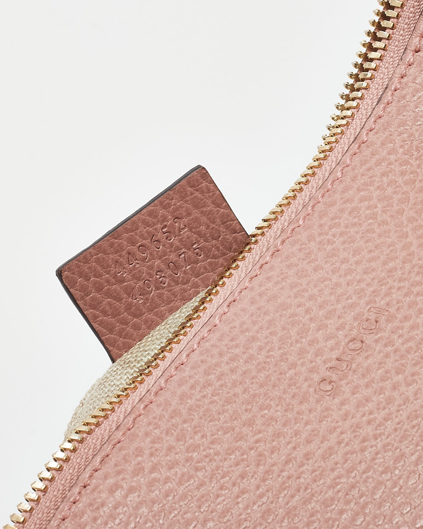 Gucci Pink Pebbled Leather Bamboo Tassel Zip Pouch Clutch