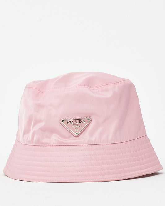 Prada Pink Nylon Logo Bucket Hat - M