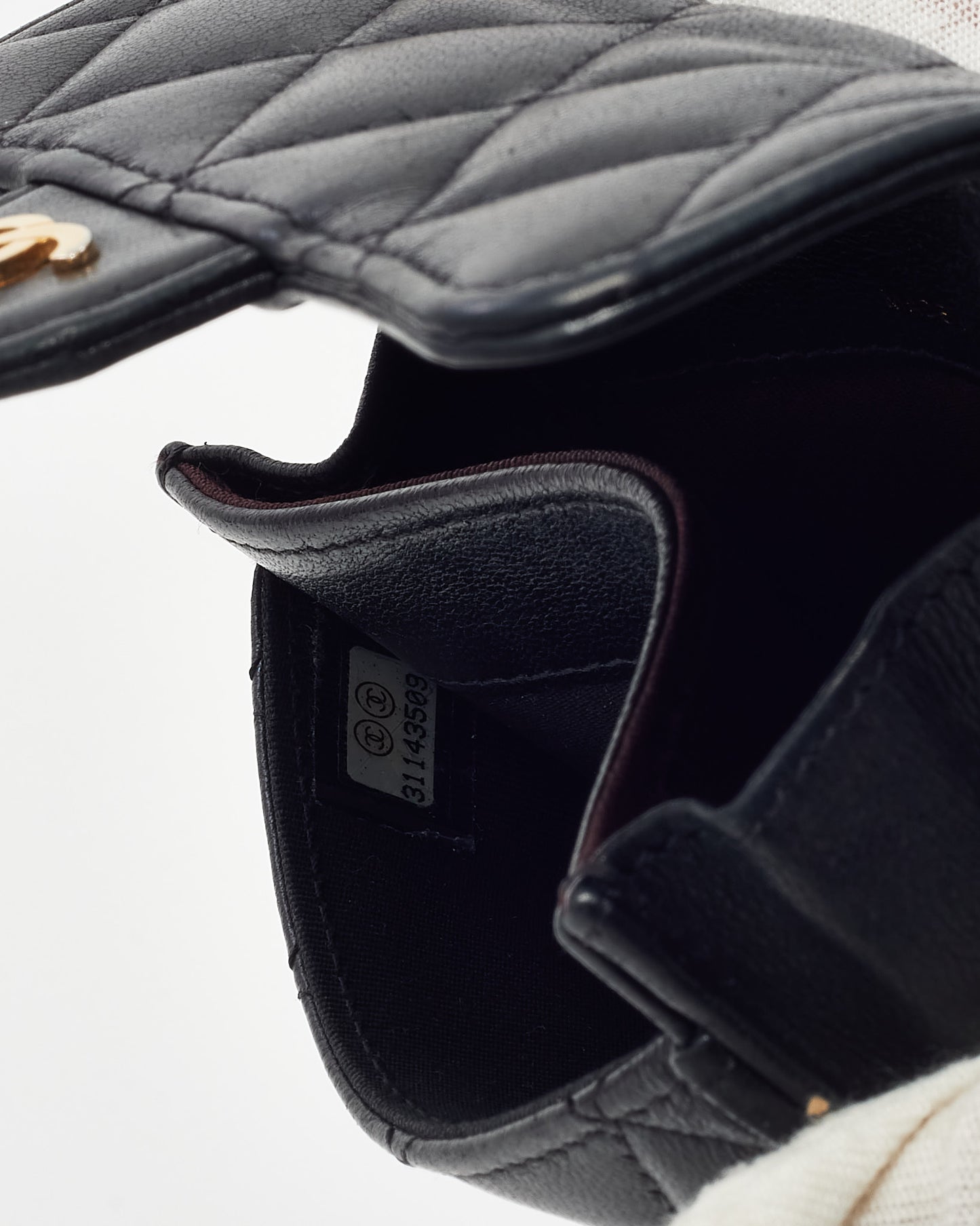 Chanel Black Quilted Lambskin Leather Flap Card Case Wallet GHW