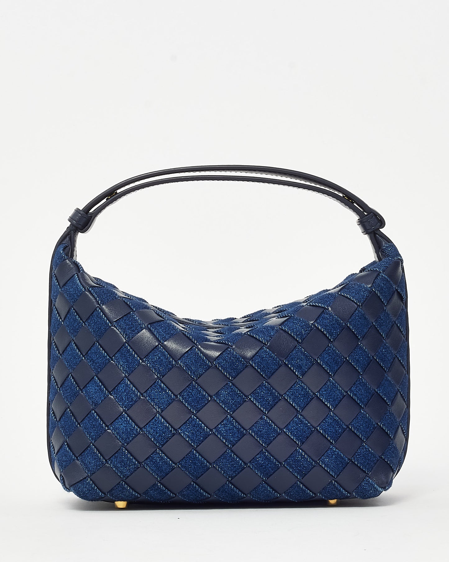 Bottega Veneta Navy and Indigo Intrecciato-Woven Leather and Denim Mini Wallace Bag