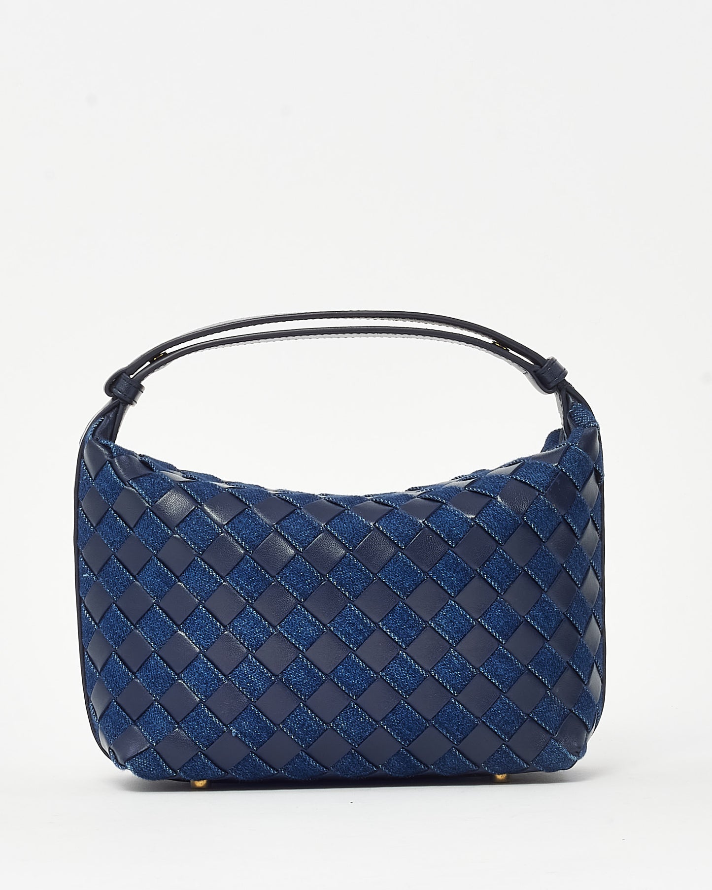 Bottega Veneta Navy and Indigo Intrecciato-Woven Leather and Denim Mini Wallace Bag