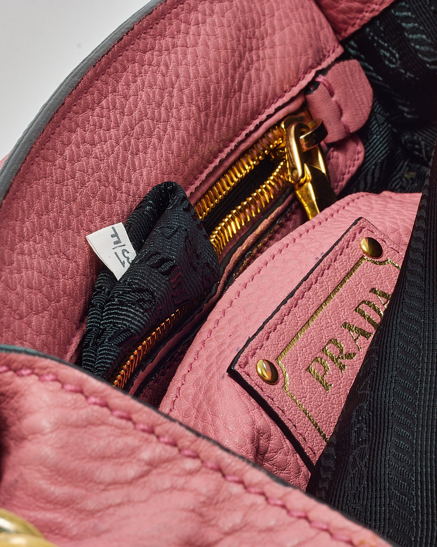 Prada Pink Vitello Daino Leather Gold Lock 2Way Shoulder Bag BT0962