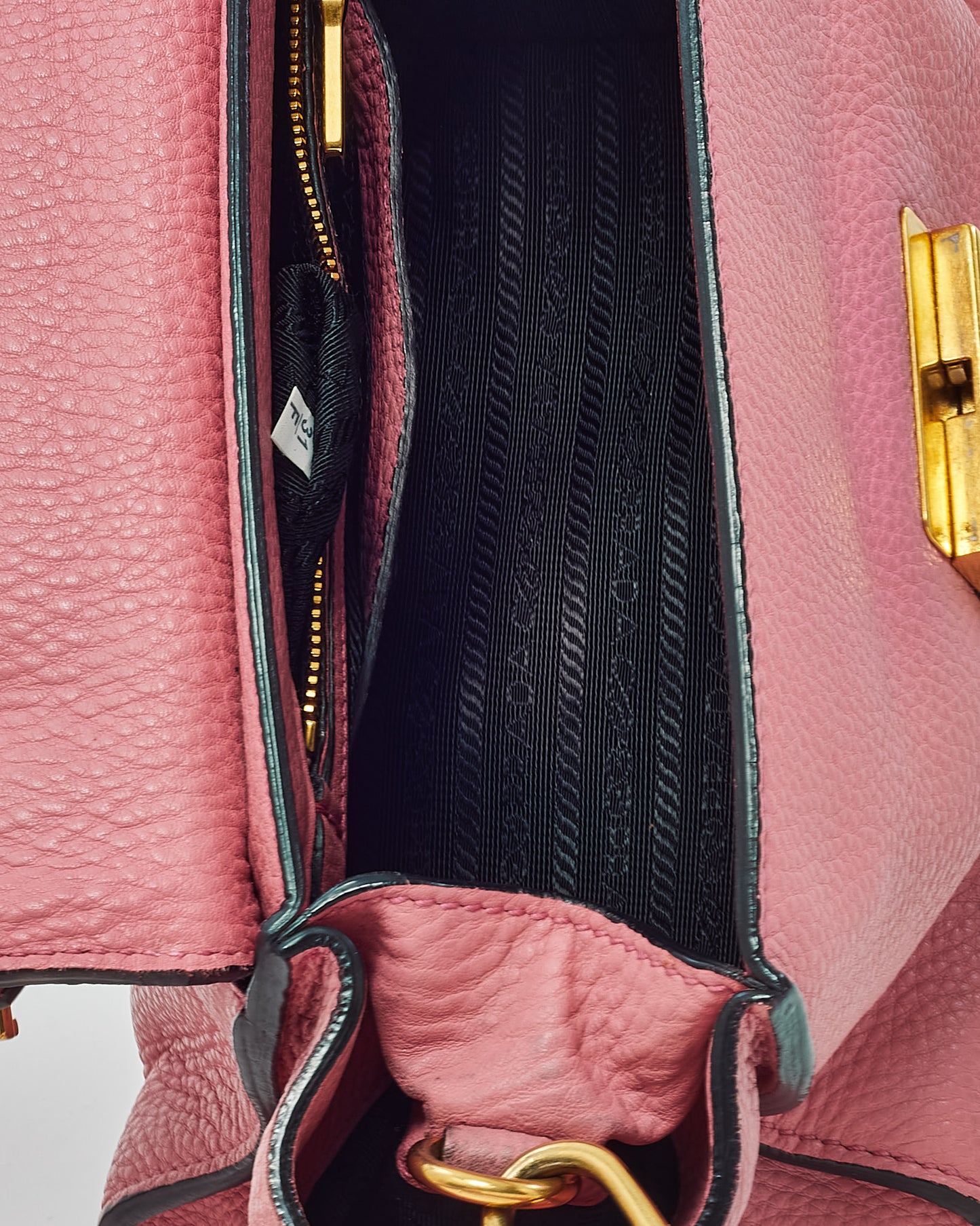 Prada Pink Vitello Daino Leather Gold Lock 2Way Shoulder Bag BT0962