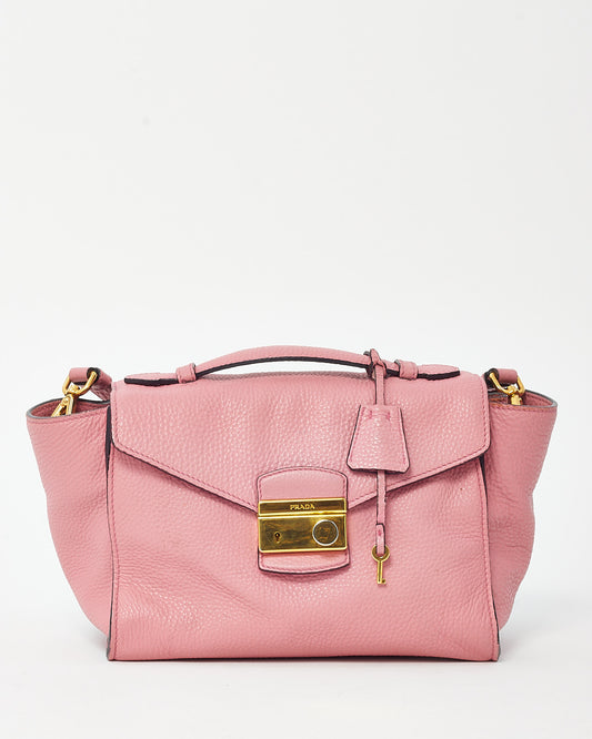 Prada Pink Vitello Daino Leather Gold Lock 2Way Shoulder Bag BT0962