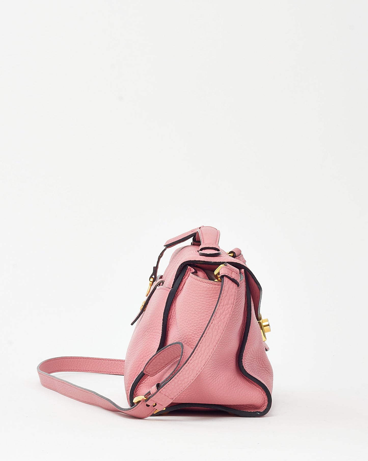 Prada Pink Vitello Daino Leather Gold Lock 2Way Shoulder Bag BT0962