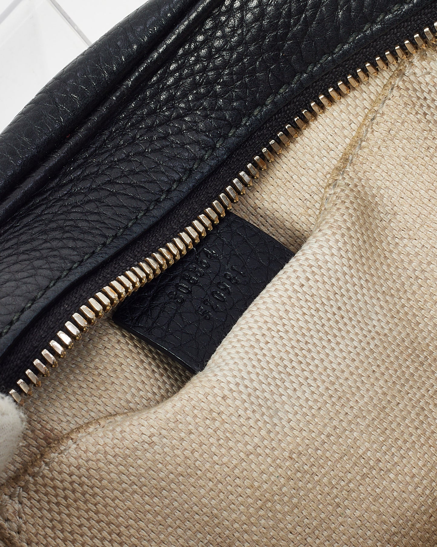 Gucci Black Pebbled Calfskin Leather GG Soho Disco Crossbody Bag