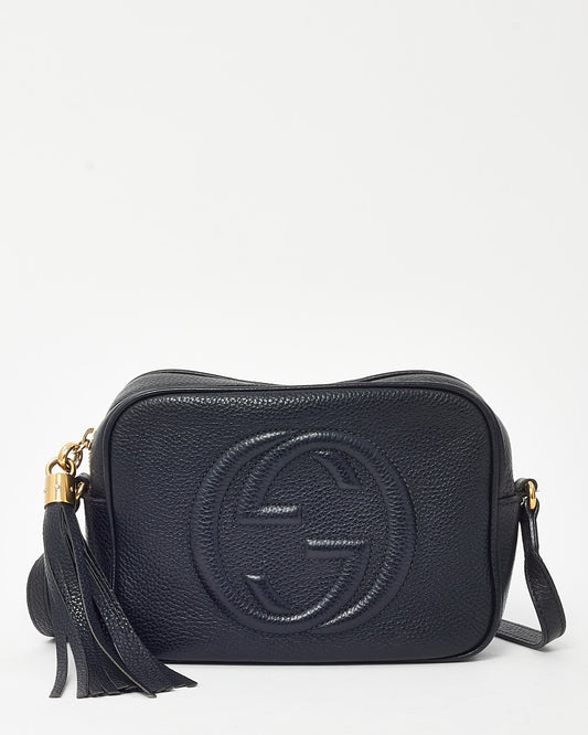 Gucci Black Pebbled Calfskin Leather GG Soho Disco Crossbody Bag