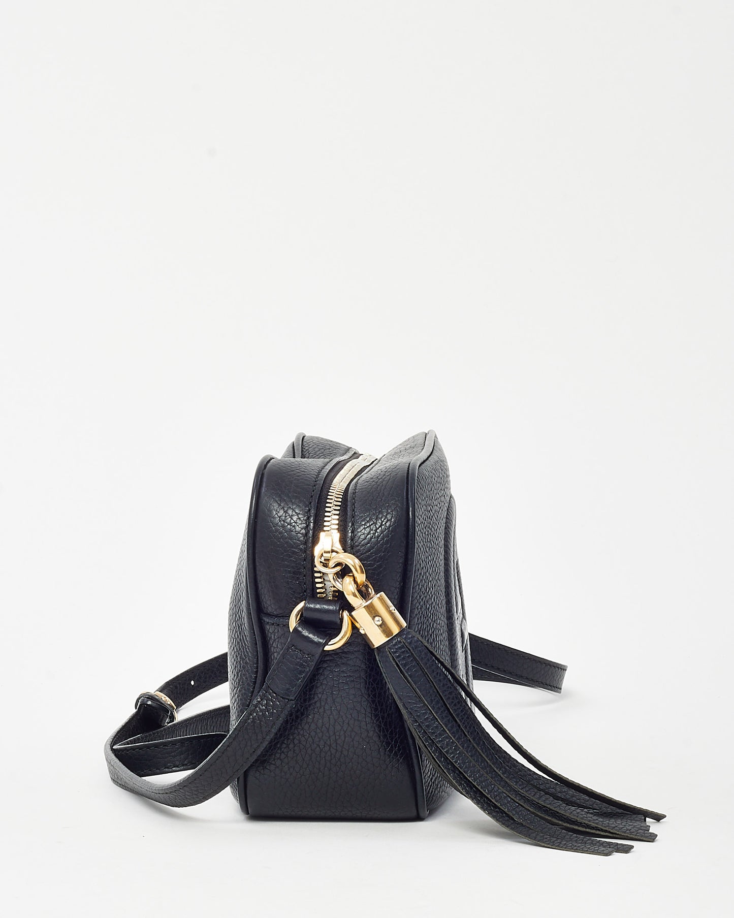 Gucci Black Pebbled Calfskin Leather GG Soho Disco Crossbody Bag