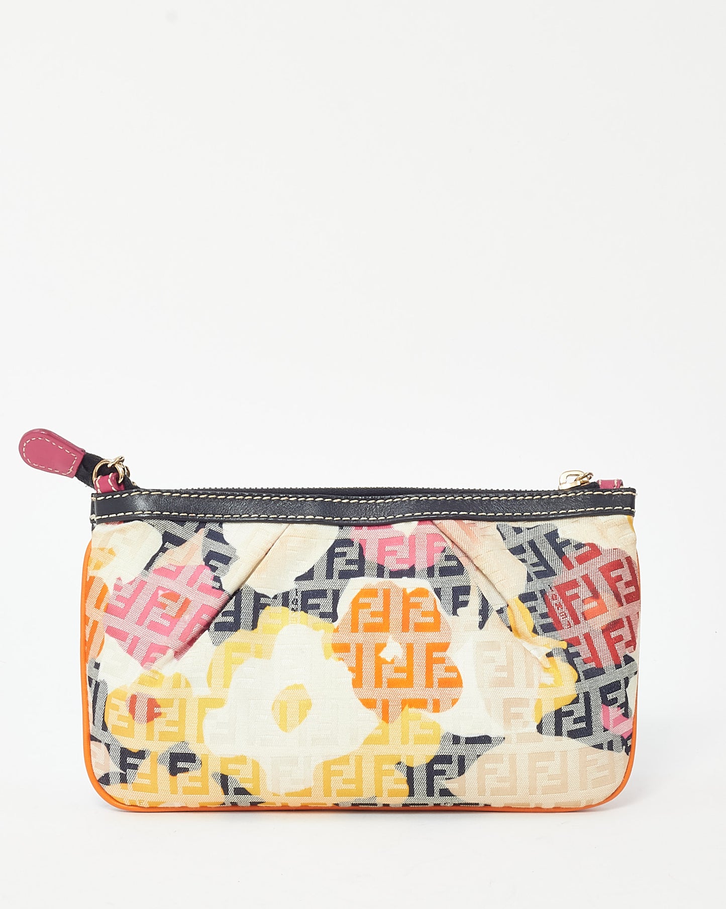 Fendi White and Multi Zucchino Canvas Flower Chain Pochette