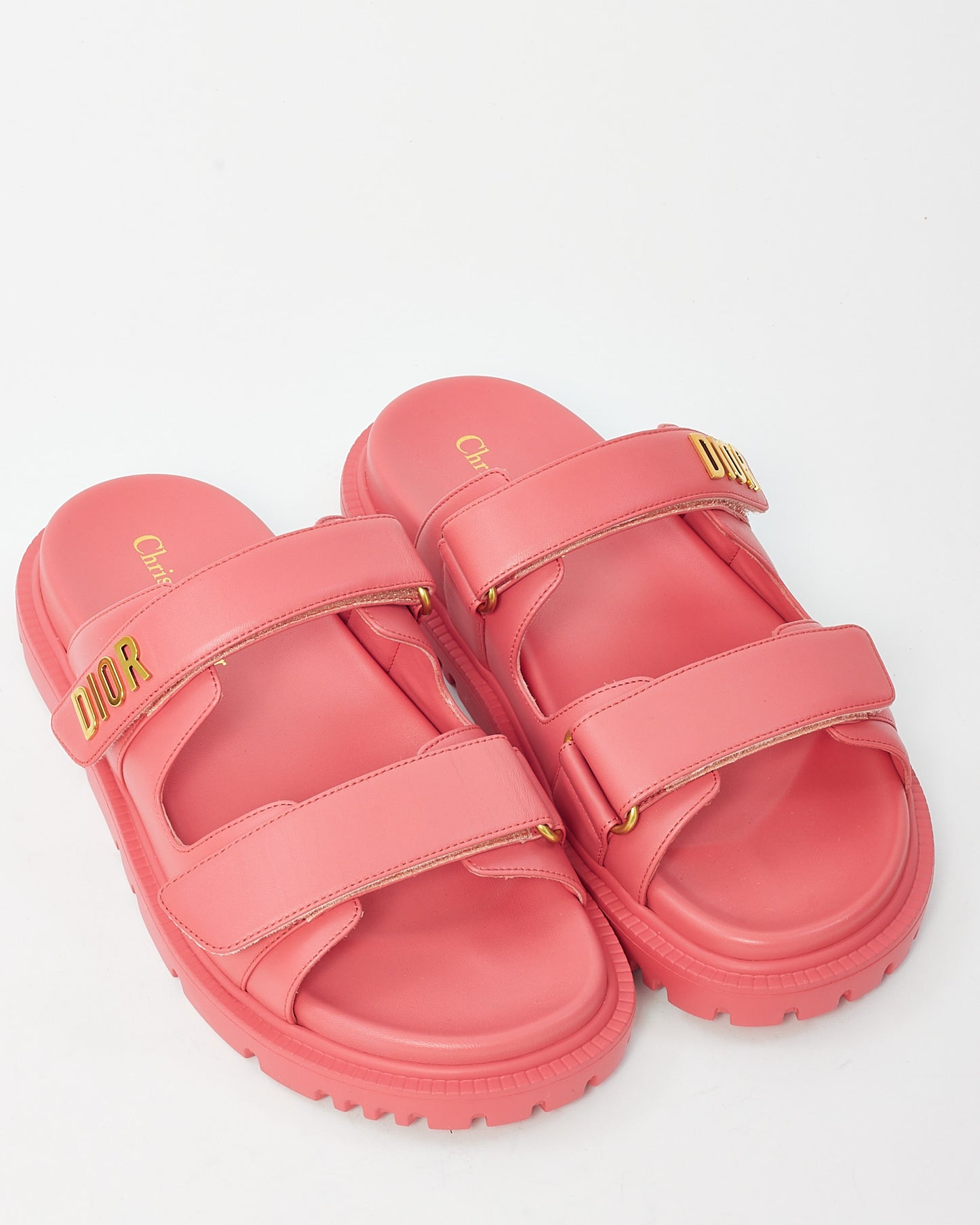 Dior Pink Lambskin Leather Dioract Slide Sandals - 39