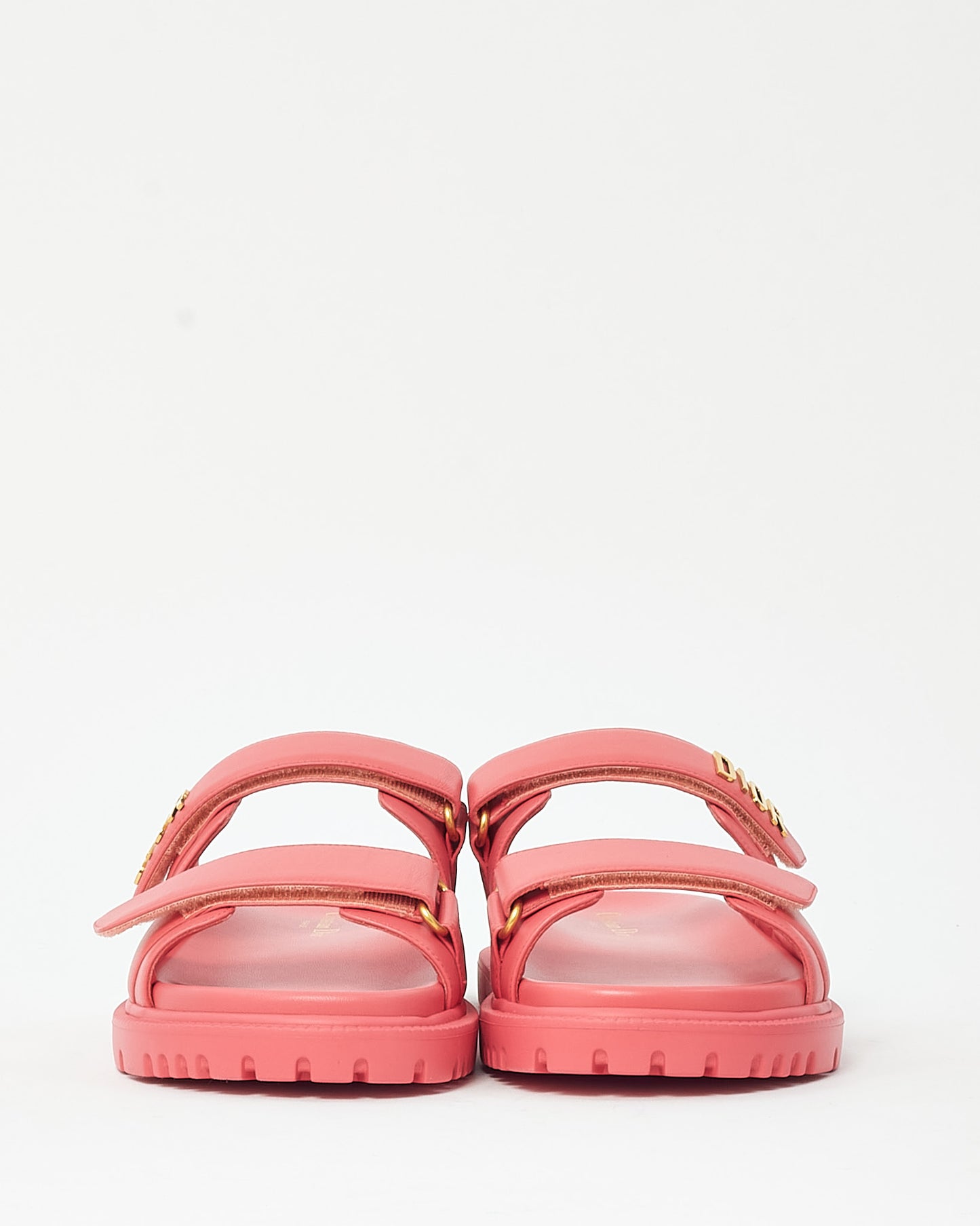 Dior Pink Lambskin Leather Dioract Slide Sandals - 39