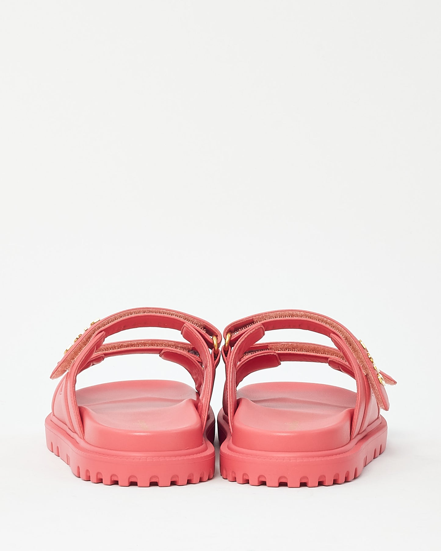 Dior Pink Lambskin Leather Dioract Slide Sandals - 39
