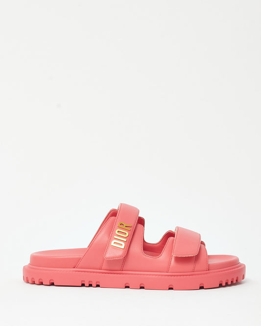 Dior Pink Lambskin Leather Dioract Slide Sandals - 39