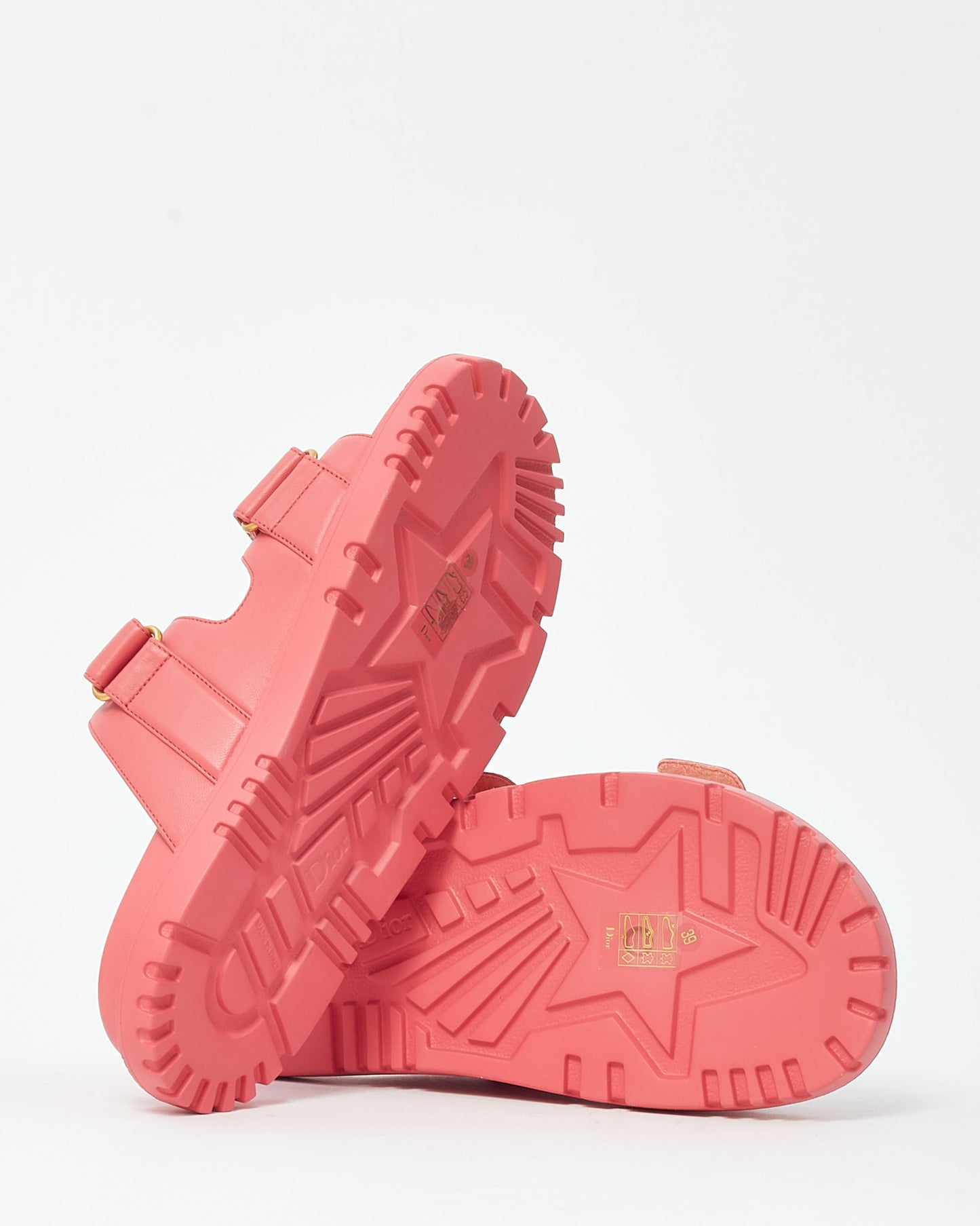 Dior Pink Lambskin Leather Dioract Slide Sandals - 39