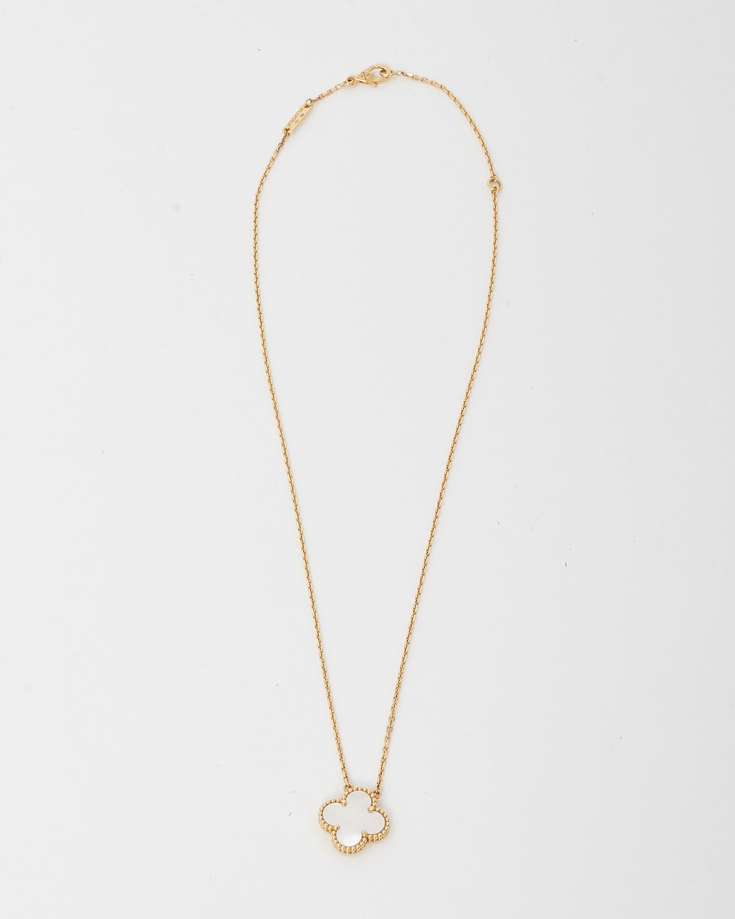 Van Cleef & Arpels 18K Yellow Gold and Mother-of-Pearl Vintage Alhambra Necklace