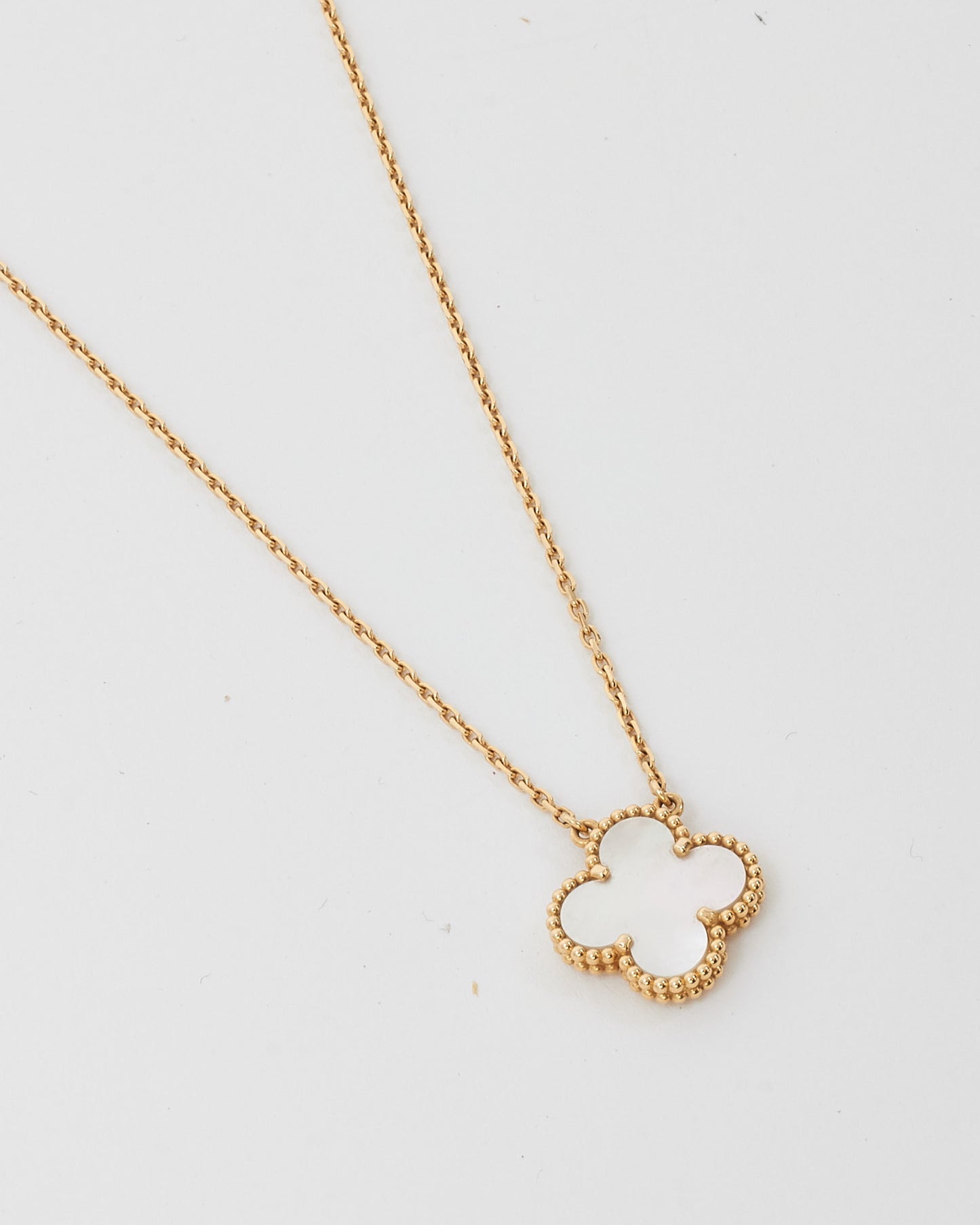 Van Cleef & Arpels 18K Yellow Gold and Mother-of-Pearl Vintage Alhambra Necklace