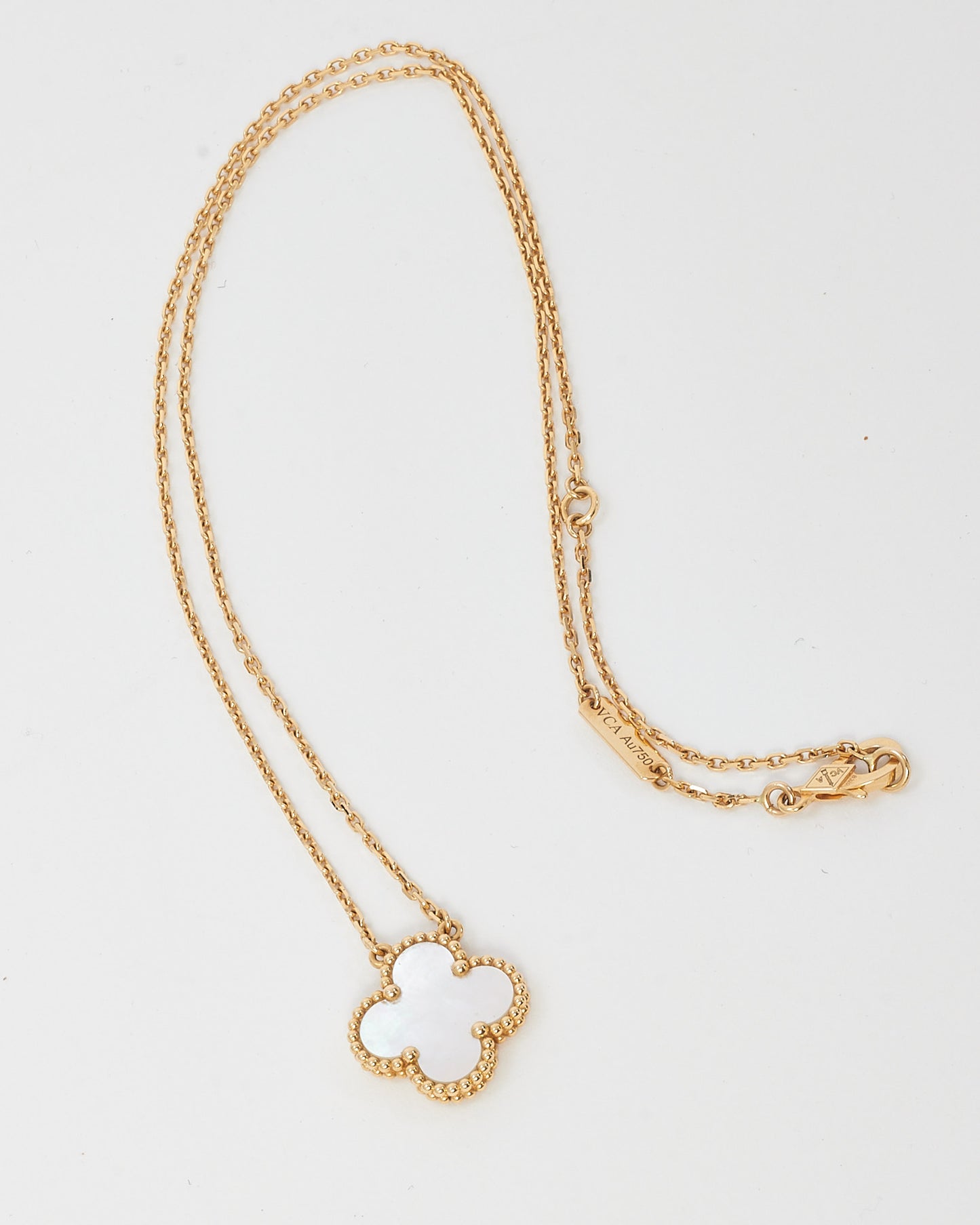 Van Cleef & Arpels 18K Yellow Gold and Mother-of-Pearl Vintage Alhambra Necklace