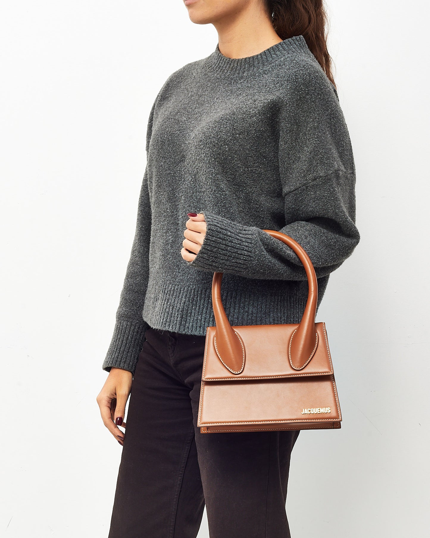 Jacquemus Brown Tan Leather "Le Grand Chiquito" Bag w/ Strap