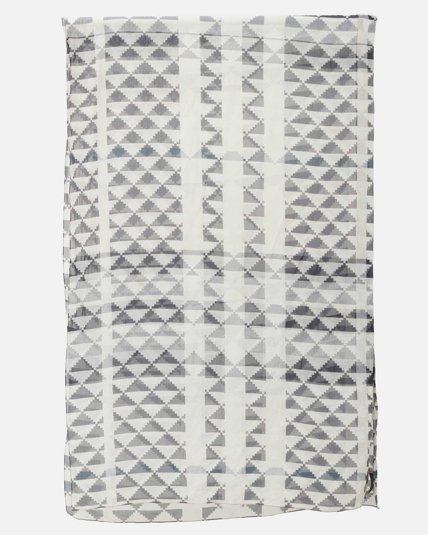 Burberry Black and White Geometric Pattern Silk Blend Scarf