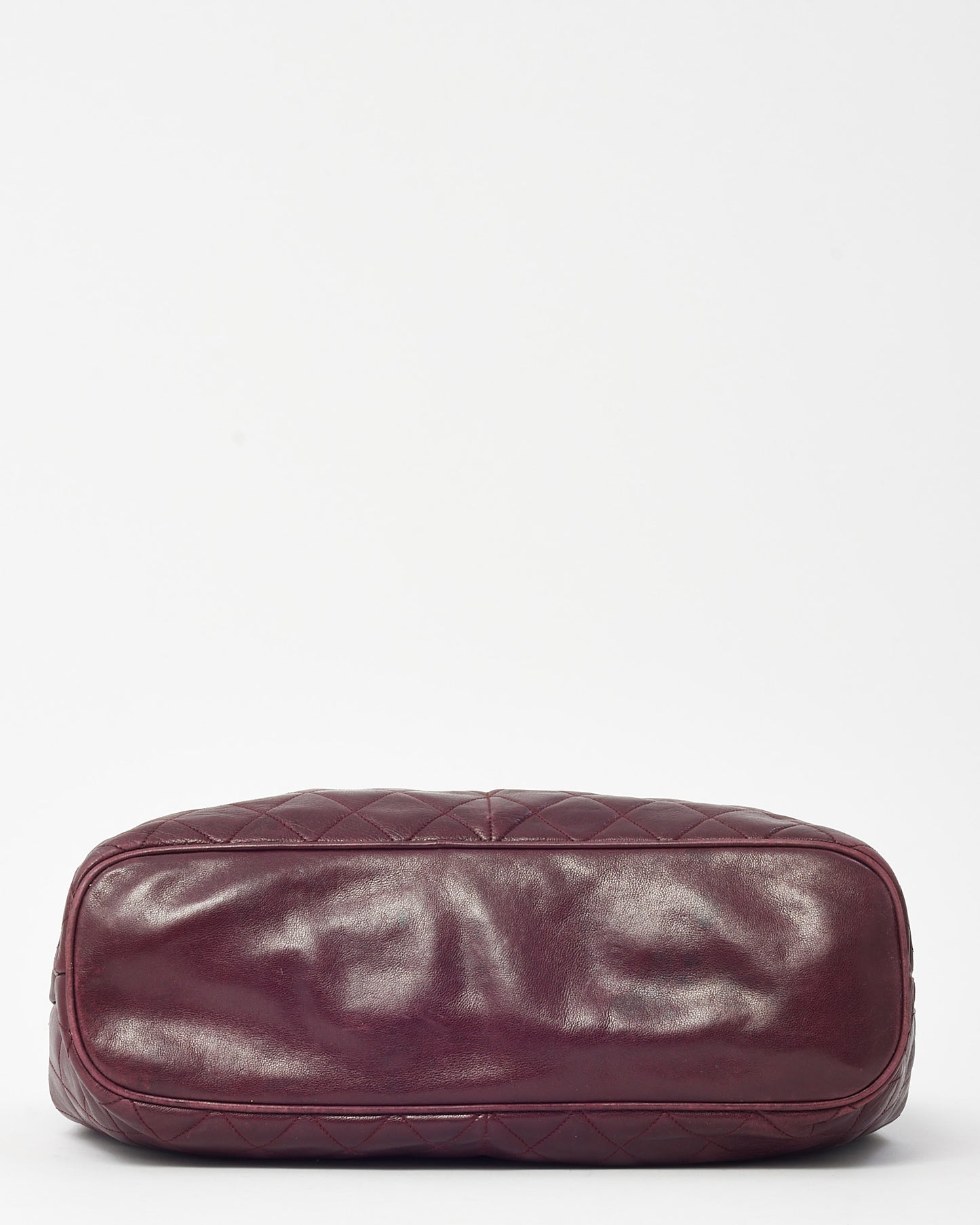 Chanel Vintage Burgundy Quilted Calfskin Leather CC Charm Chain Tote Bag GHW