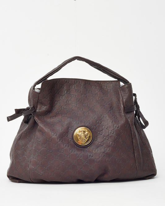 Gucci Brown Guccissima Leather Medium Hysteria Shoulder Bag