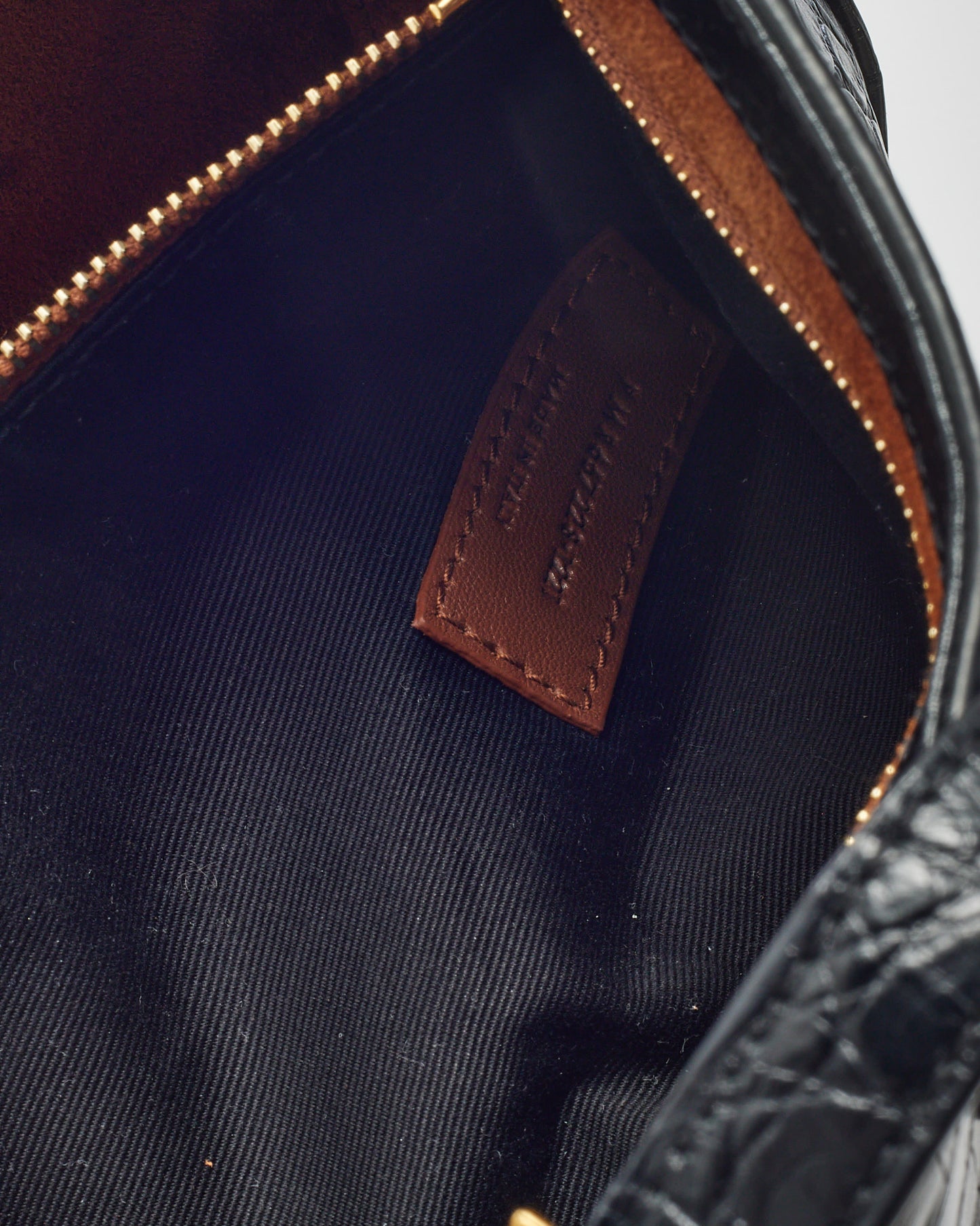 Saint Laurent Black Leather Croc Embossed 5 À 7 Shoulder Bag