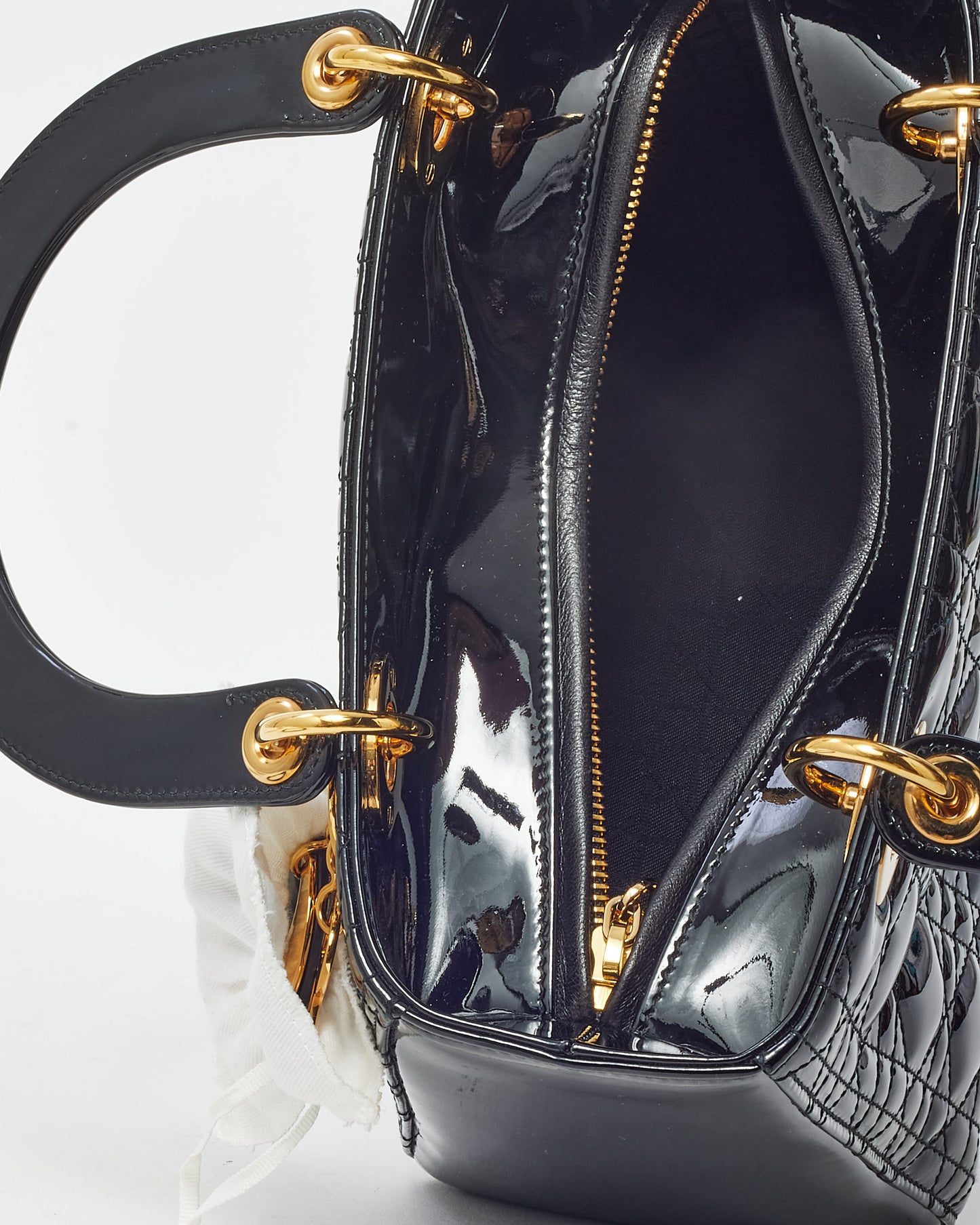 Dior Black Patent Leather Medium Lady Dior Bag GHW