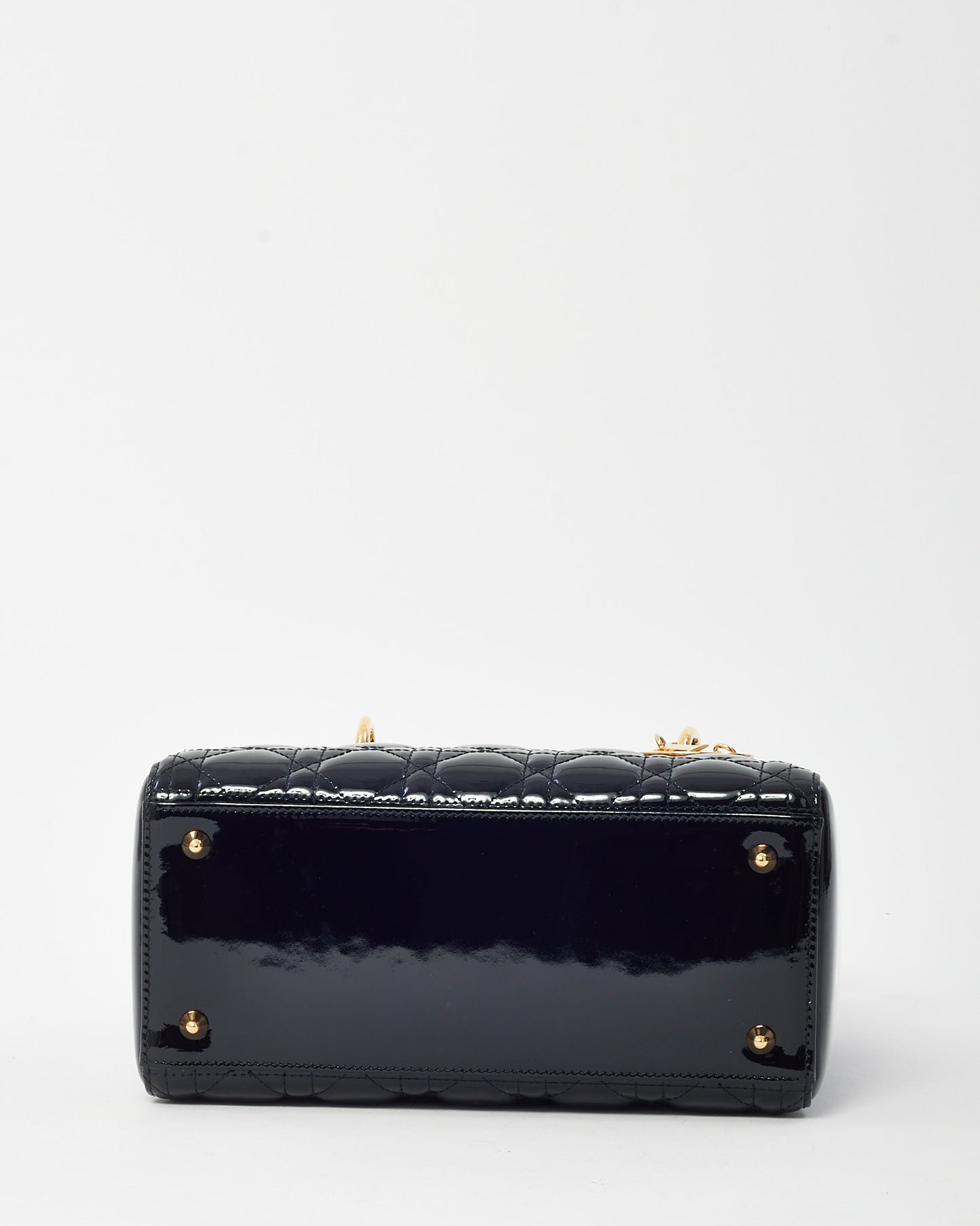 Dior Black Patent Leather Medium Lady Dior Bag GHW