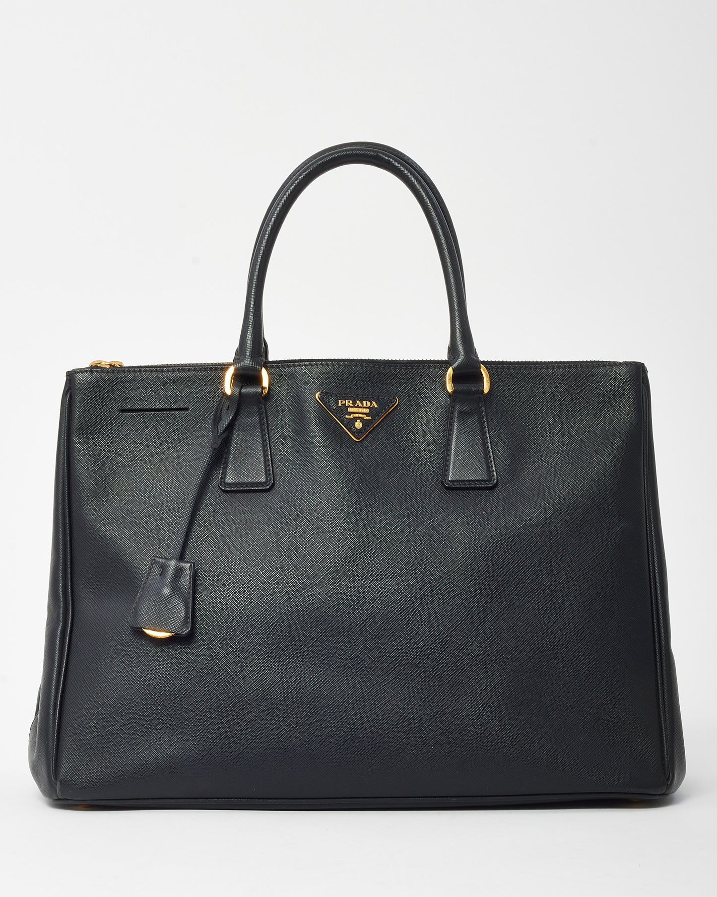 Prada Black Saffiano Leather Large Double Zip Galleria Tote Bag