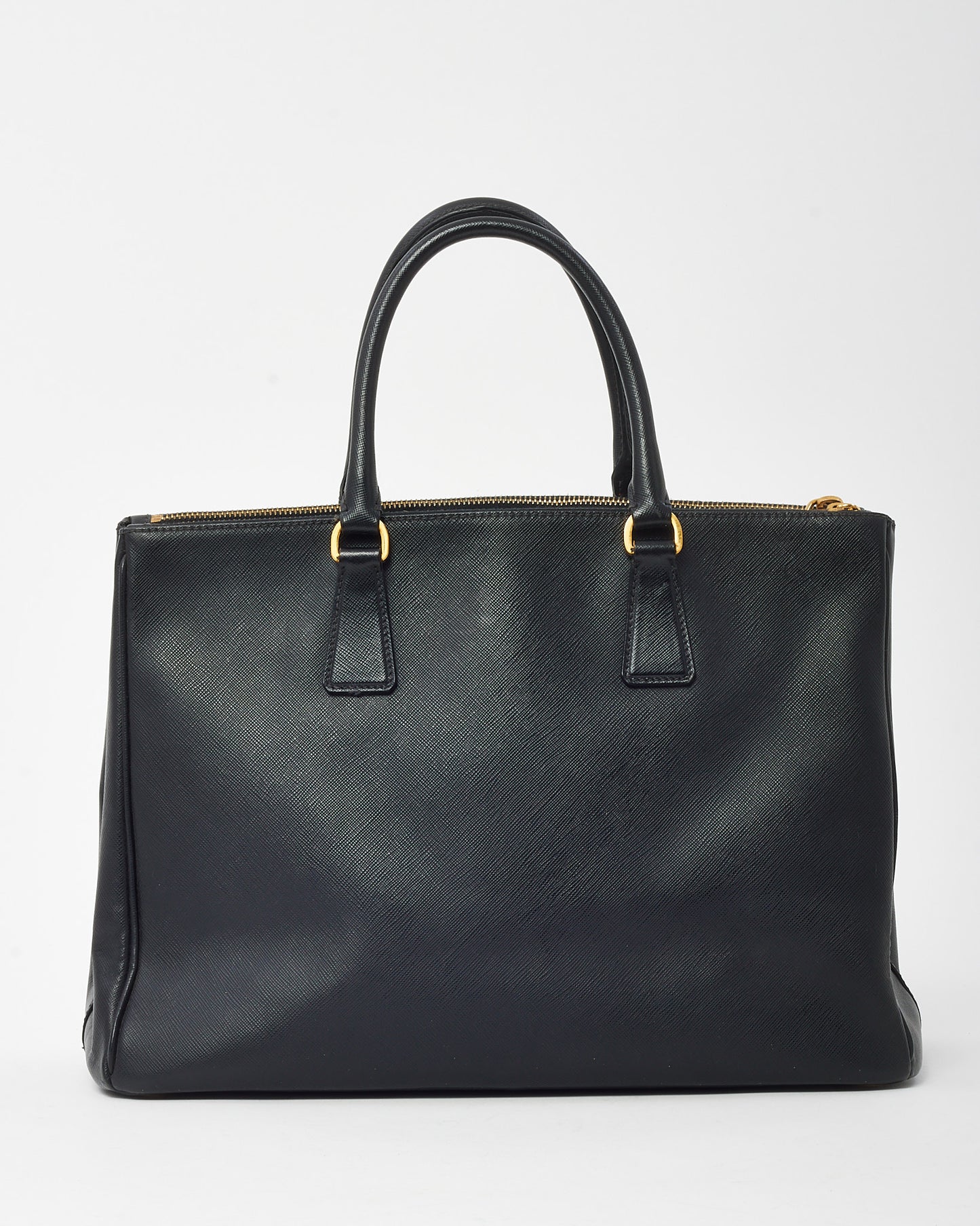 Prada Black Saffiano Leather Large Double Zip Galleria Tote Bag